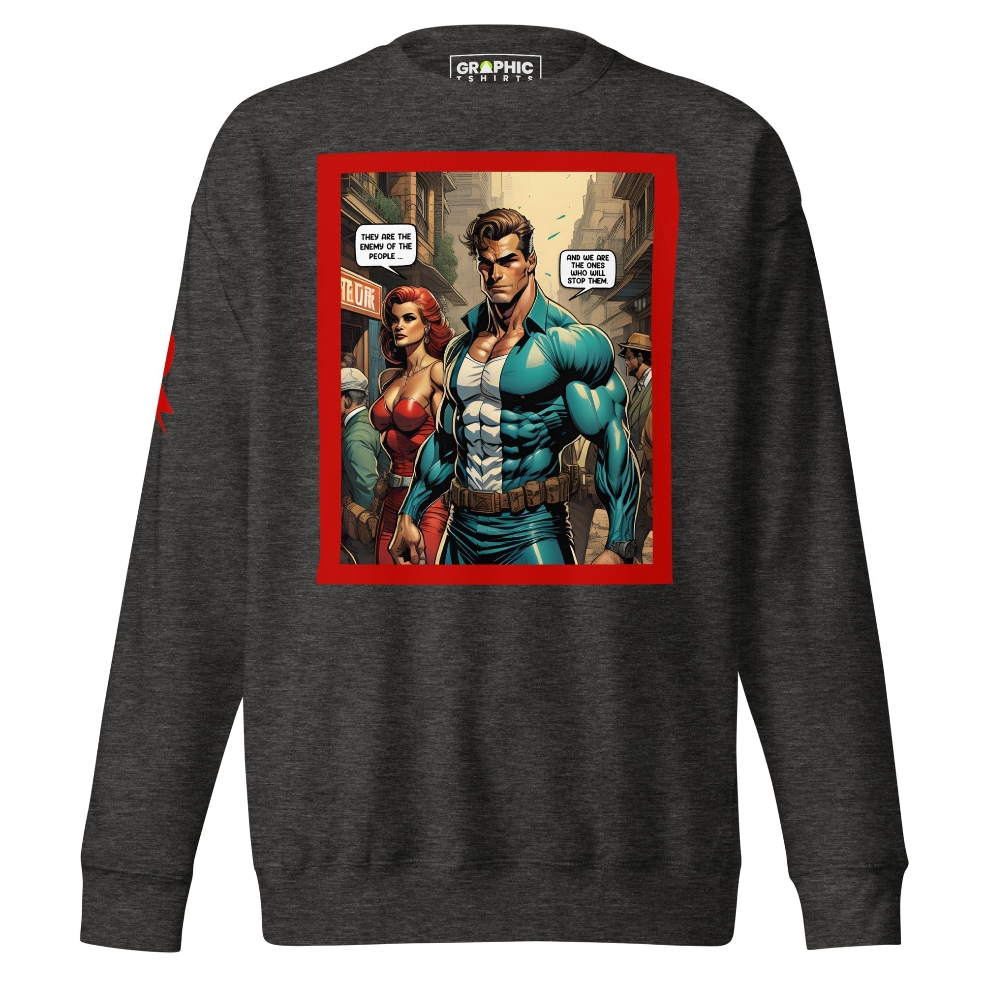 GRAPHIC T-SHIRTS Charcoal Heather / S Unisex Premium Sweatshirt - Retribution: Heroes Unleashed v.57