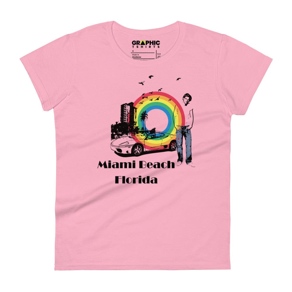 GRAPHIC T-SHIRTS Charity Pink / S Women's Fashion Fit T-Shirt - Miami Beach Florida