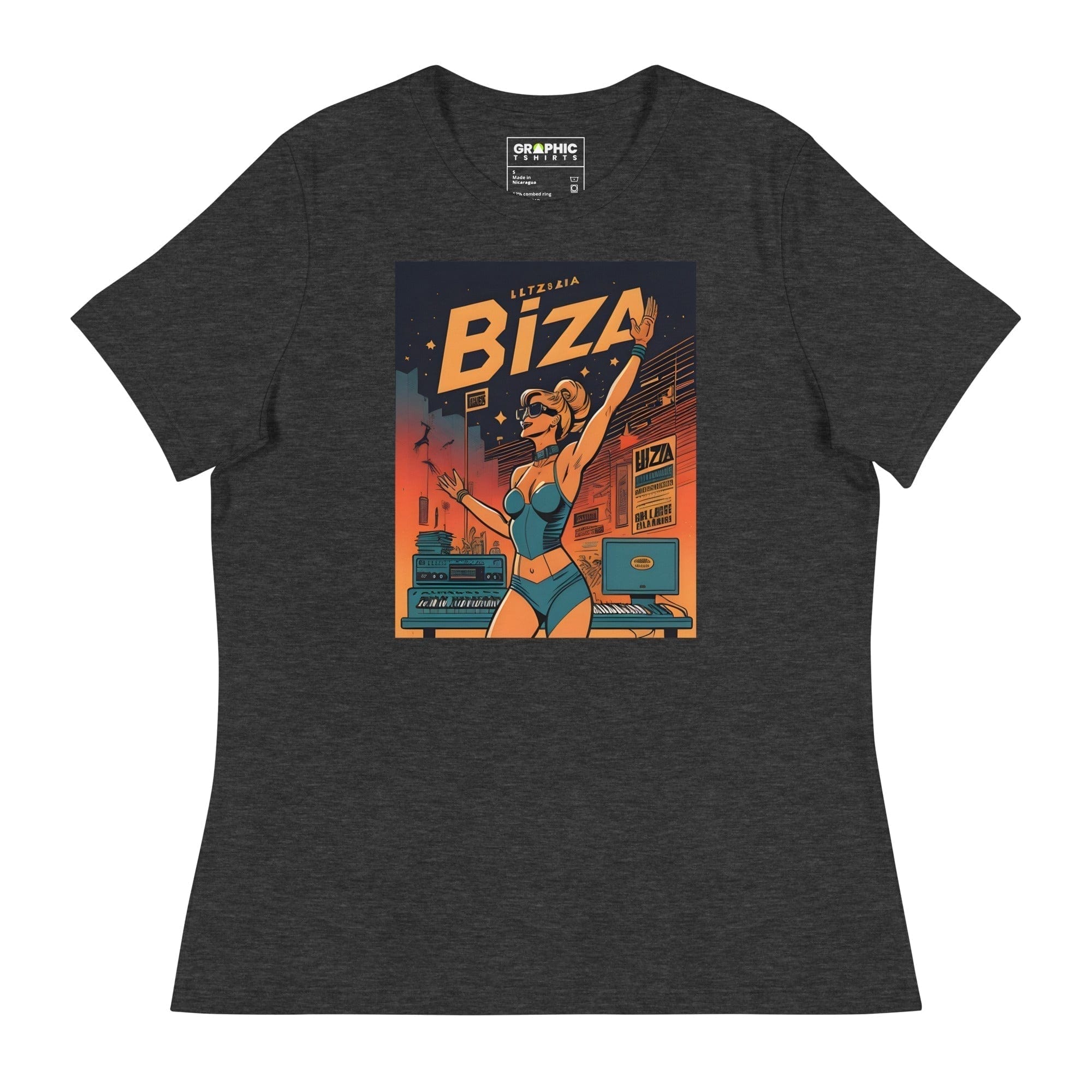 GRAPHIC T-SHIRTS Dark Grey Heather / S Women's Relaxed T-Shirt - Ibiza Night Club Heroes Comic Series v.23