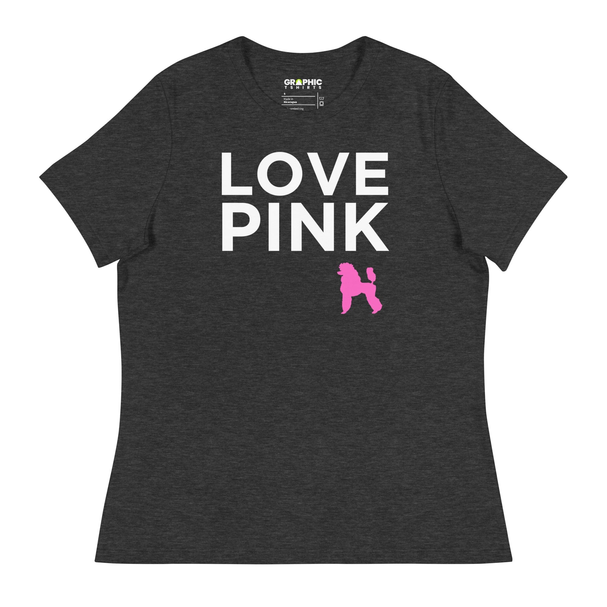 GRAPHIC T-SHIRTS Dark Grey Heather / S Women's Relaxed T-Shirt - Love Pink