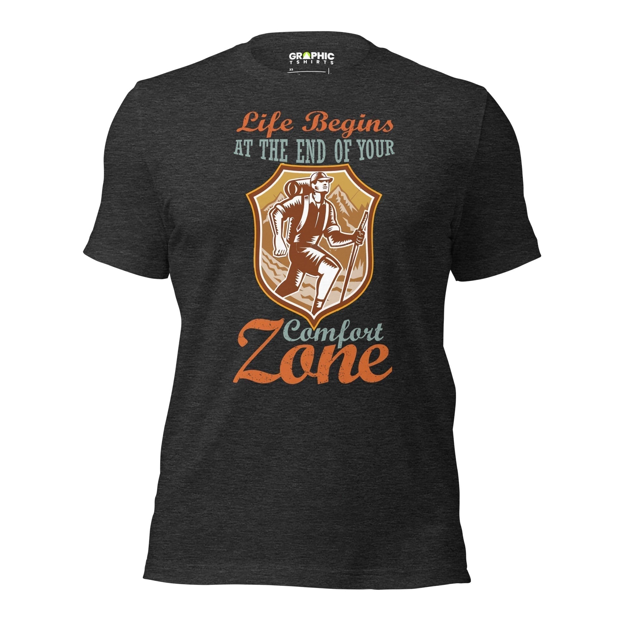 GRAPHIC T-SHIRTS Dark Grey Heather / XS Unisex Staple T-Shirt - Life Begins At The End Of Your Comfort Zone