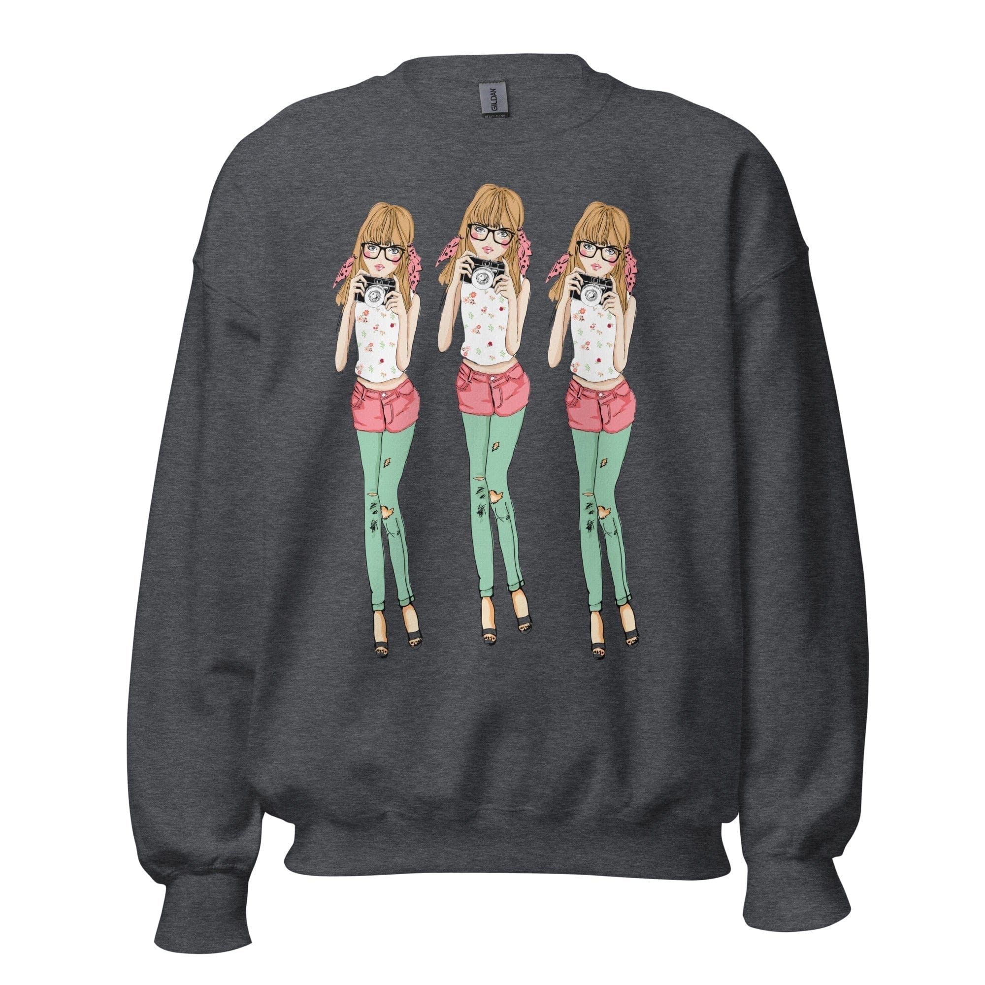 GRAPHIC T-SHIRTS Dark Heather / S Unisex Crew Neck Sweatshirt - Photographer Girl