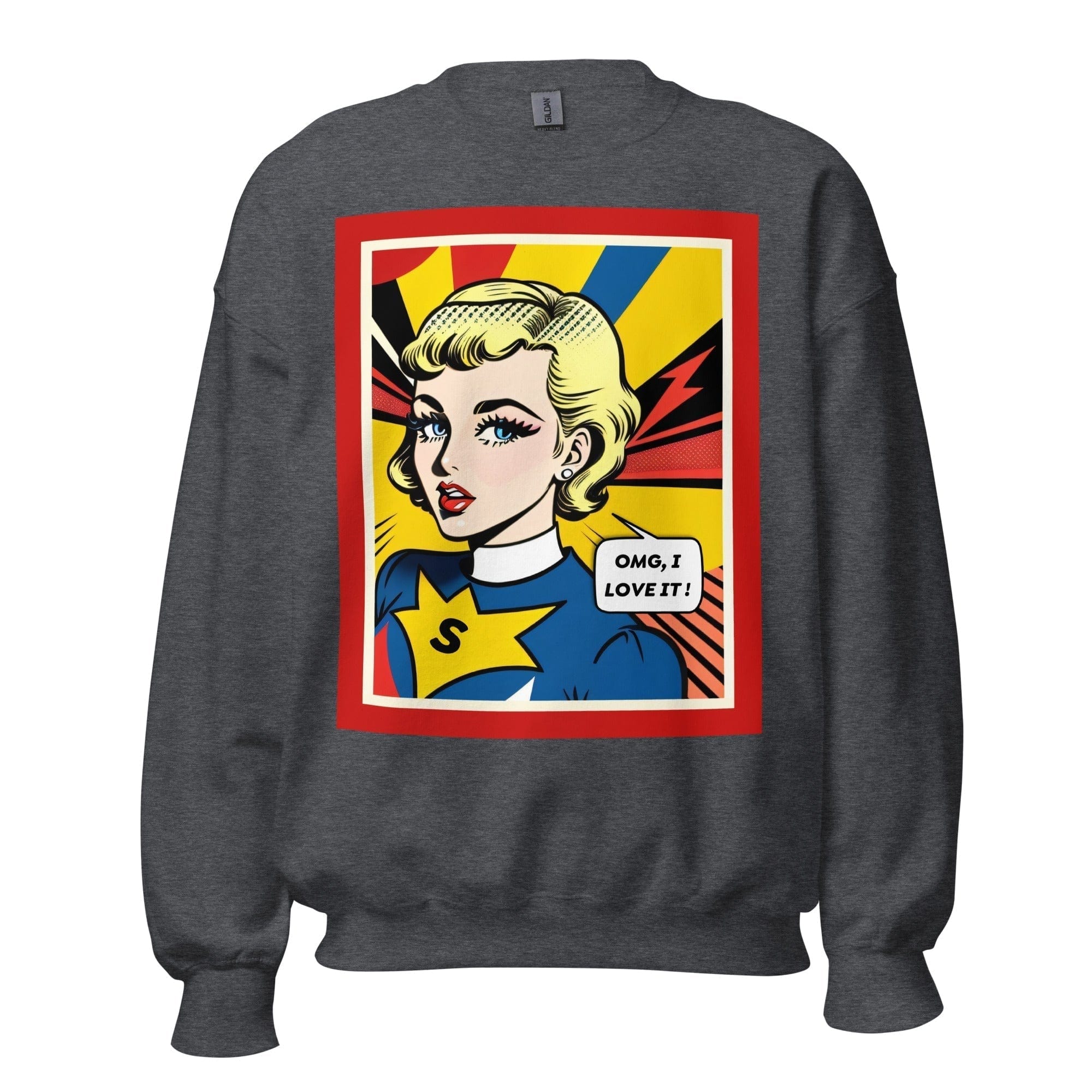 GRAPHIC T-SHIRTS Dark Heather / S Unisex Crew Neck Sweatshirt - Vintage American Comic Series v.12