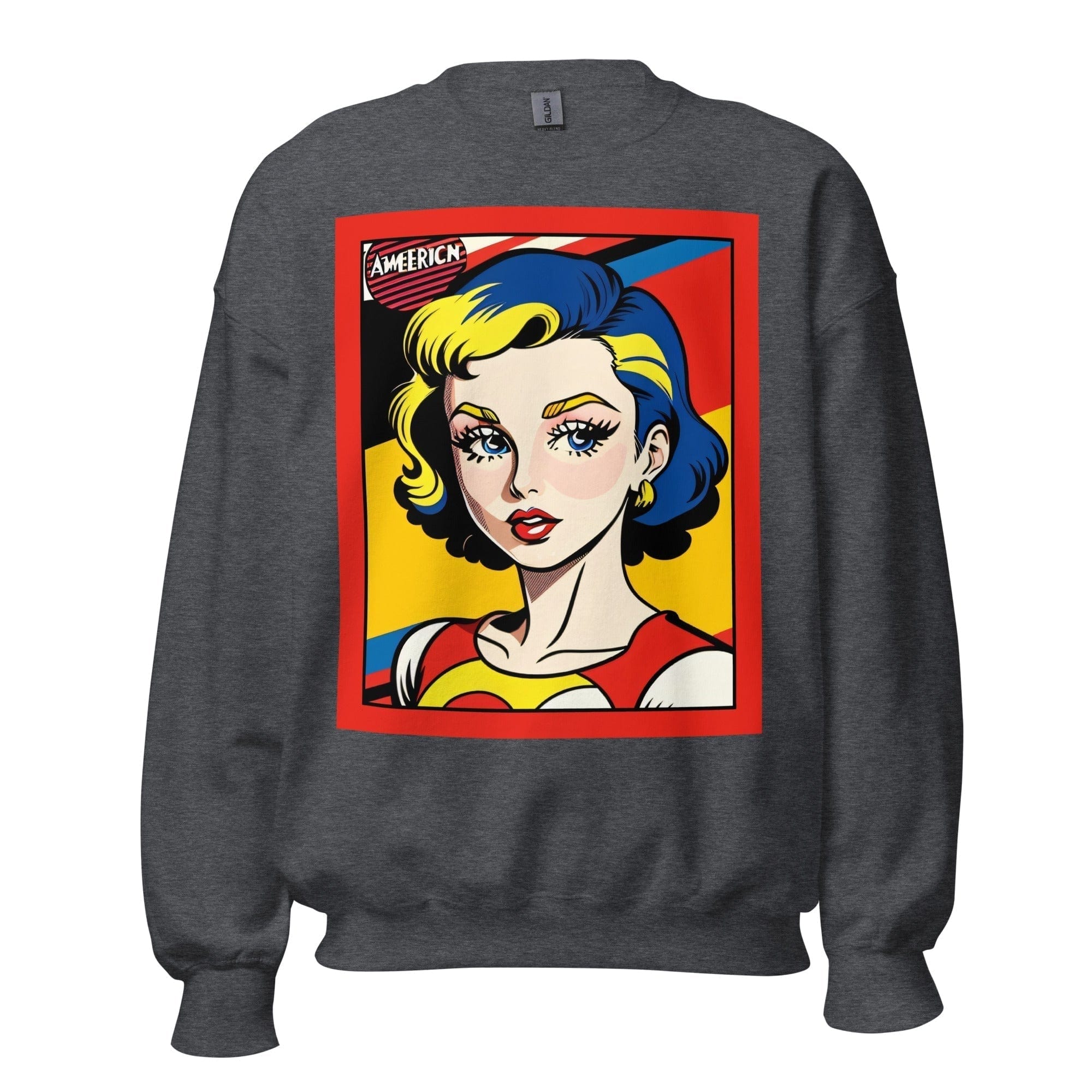 GRAPHIC T-SHIRTS Dark Heather / S Unisex Crew Neck Sweatshirt - Vintage American Comic Series v.46