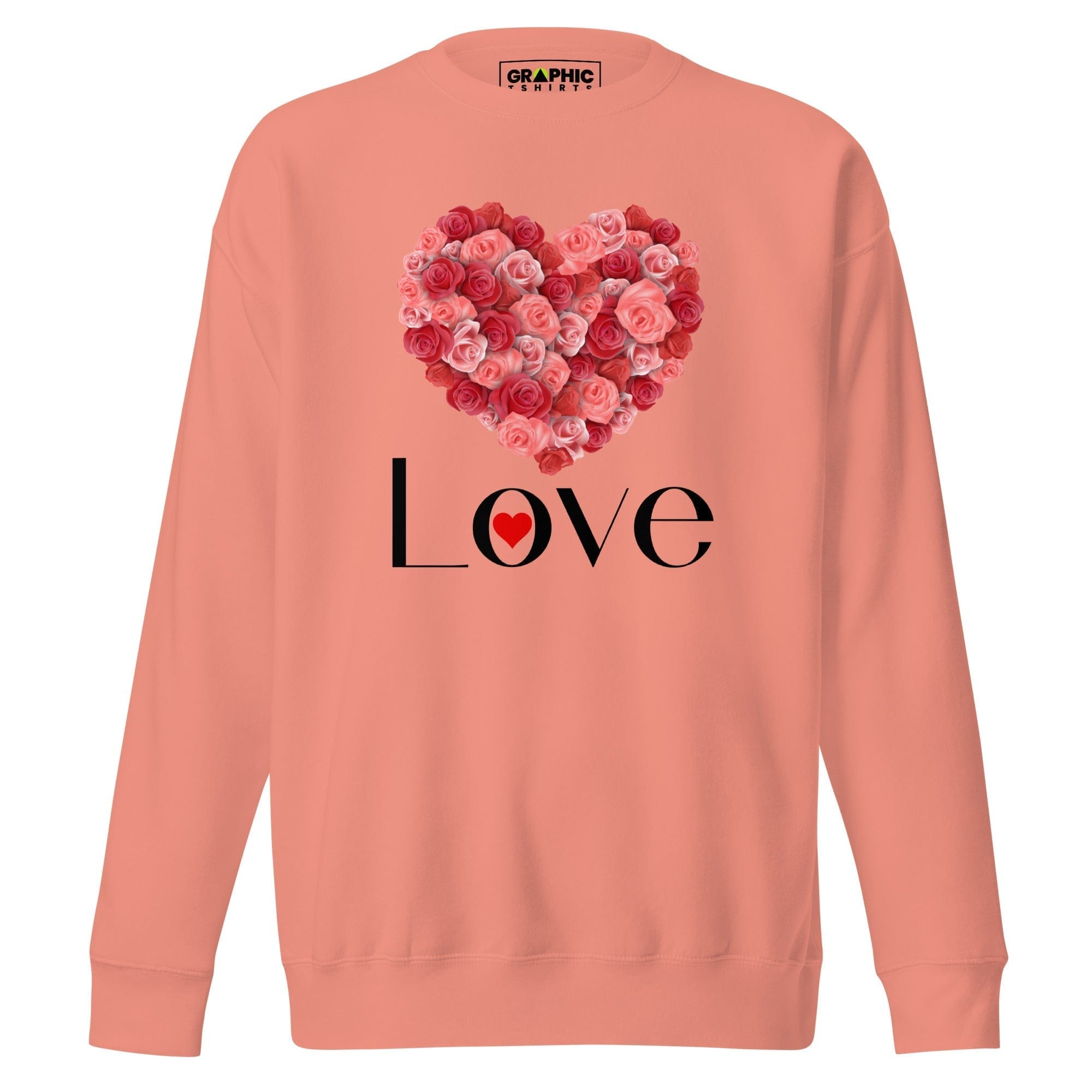 GRAPHIC T-SHIRTS Dusty Rose / S Women's Premium Sweatshirt - Love Hearts Red And Pink Roses