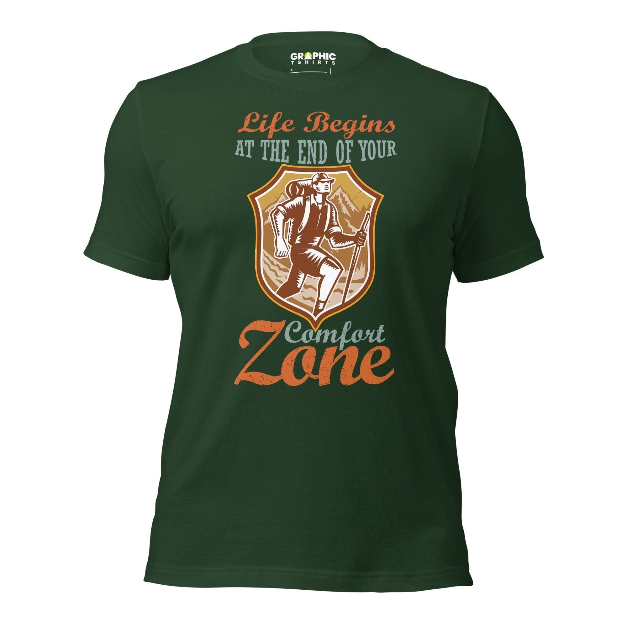 GRAPHIC T-SHIRTS Forest / S Unisex Staple T-Shirt - Life Begins At The End Of Your Comfort Zone