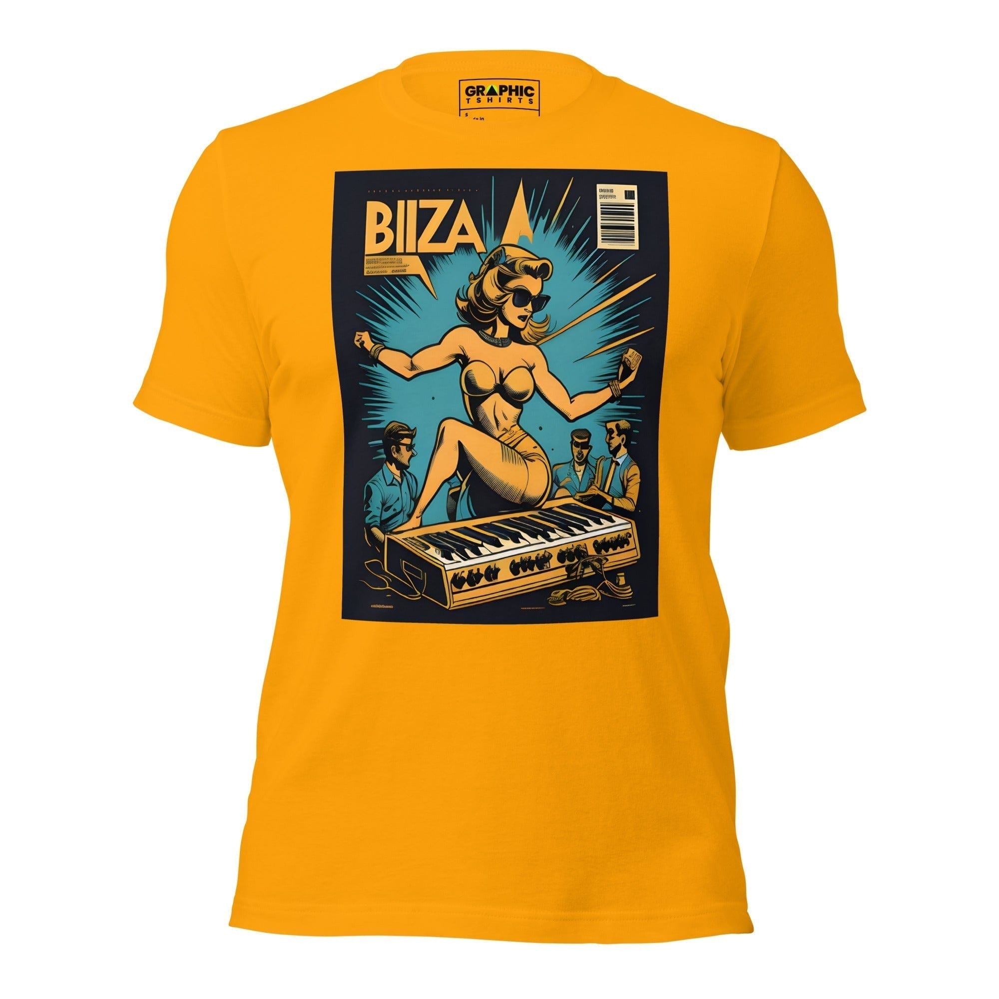 GRAPHIC T-SHIRTS Gold / S Unisex Crew Neck T-Shirt - Ibiza Night Club Heroes Comic Series v.19