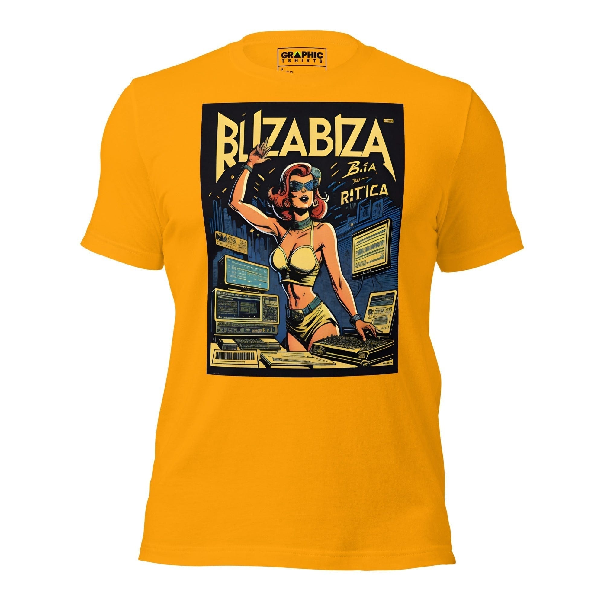 GRAPHIC T-SHIRTS Gold / S Unisex Crew Neck T-Shirt - Ibiza Night Club Heroes Comic Series v.26