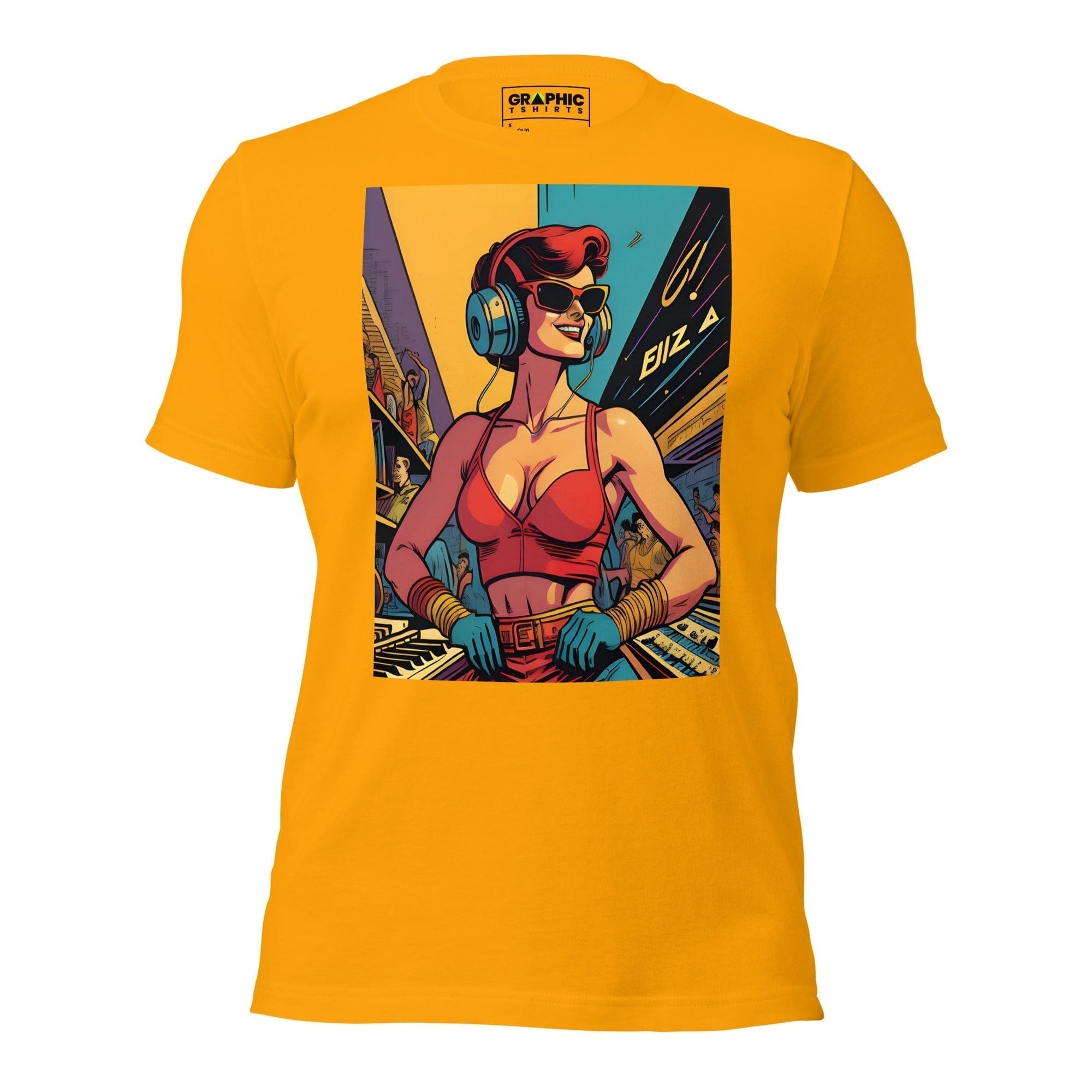 GRAPHIC T-SHIRTS Gold / S Unisex Crew Neck T-Shirt - Ibiza Night Club Heroes Comic Series v.50