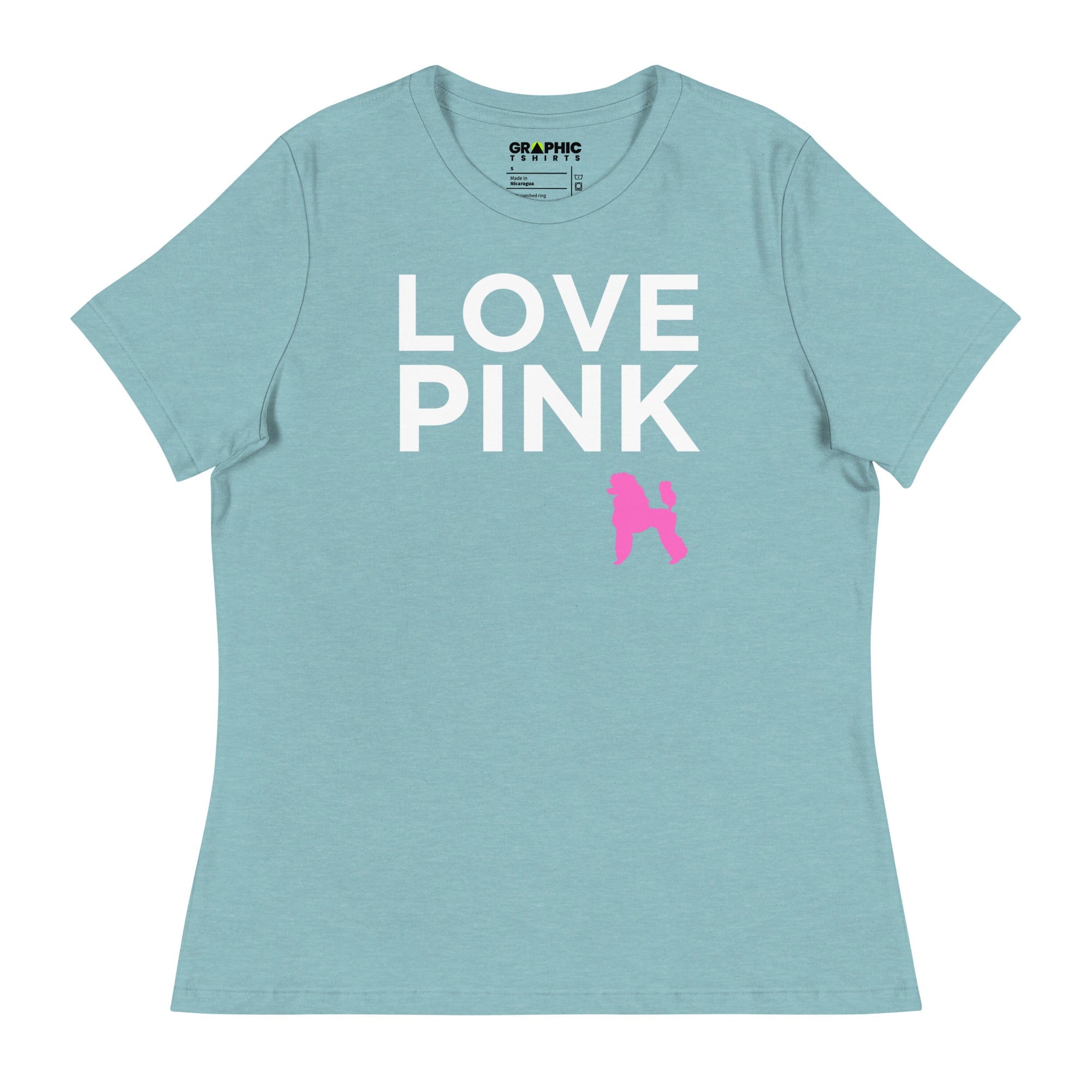 GRAPHIC T-SHIRTS Heather Blue Lagoon / S Women's Relaxed T-Shirt - Love Pink