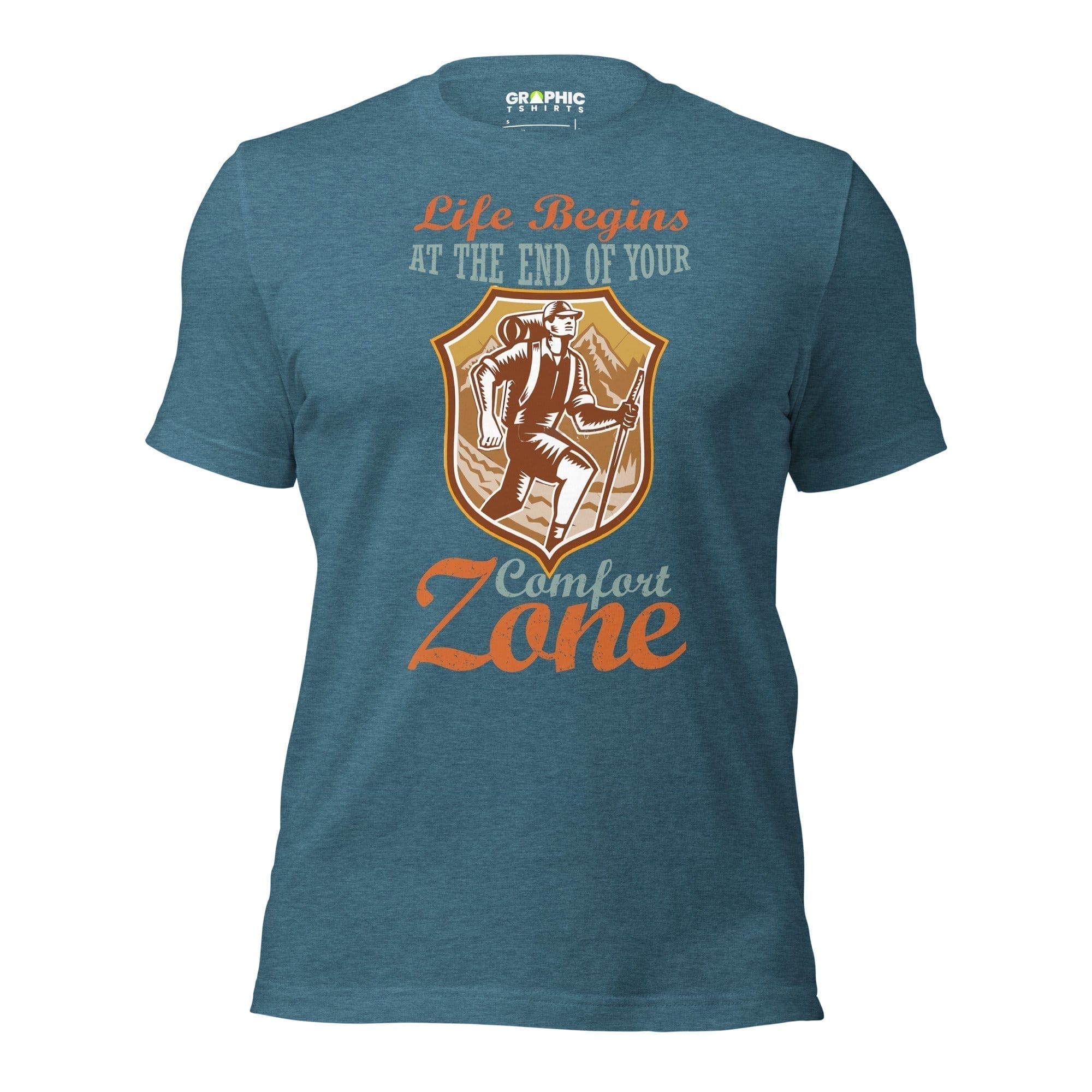 GRAPHIC T-SHIRTS Heather Deep Teal / S Unisex Staple T-Shirt - Life Begins At The End Of Your Comfort Zone