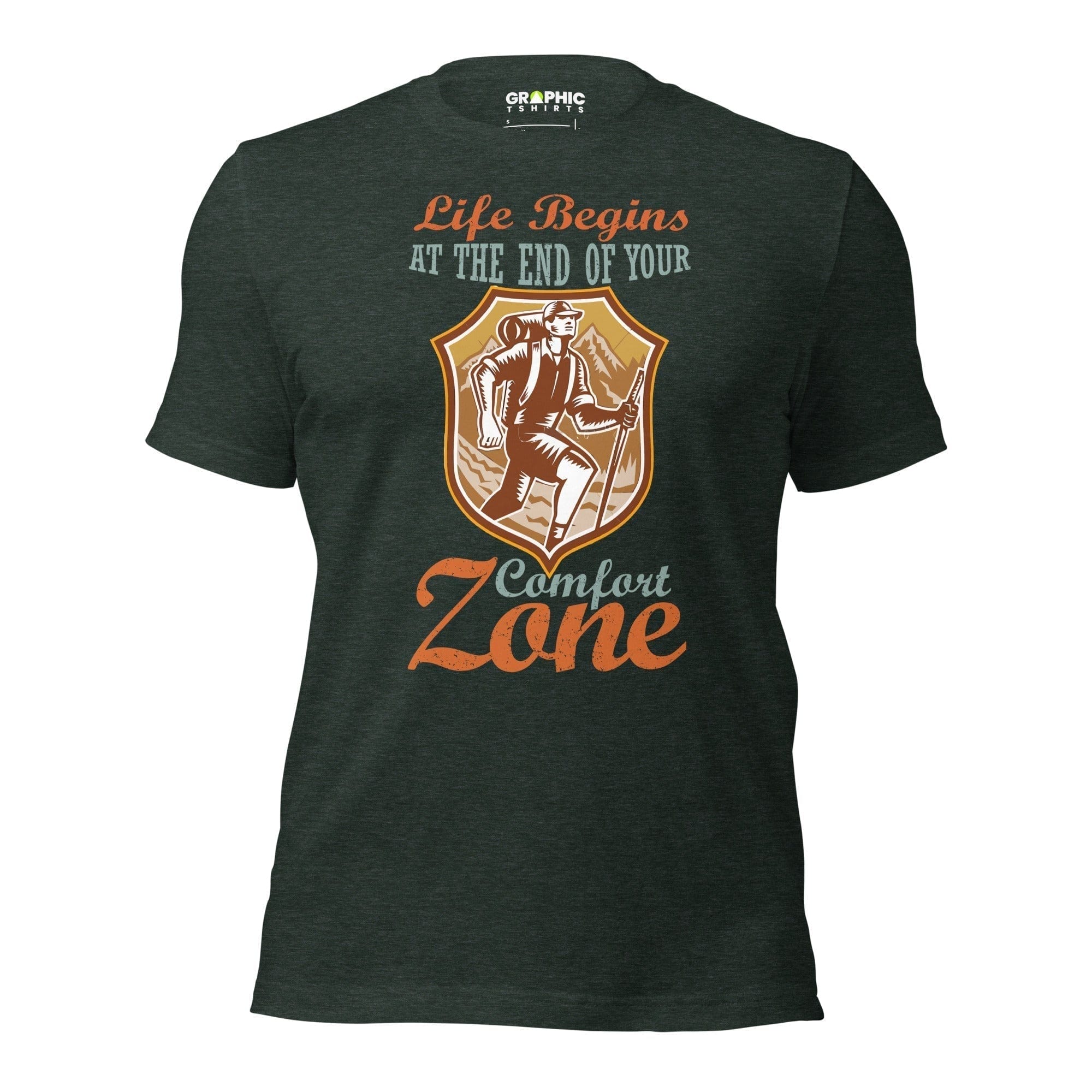 GRAPHIC T-SHIRTS Heather Forest / S Unisex Staple T-Shirt - Life Begins At The End Of Your Comfort Zone