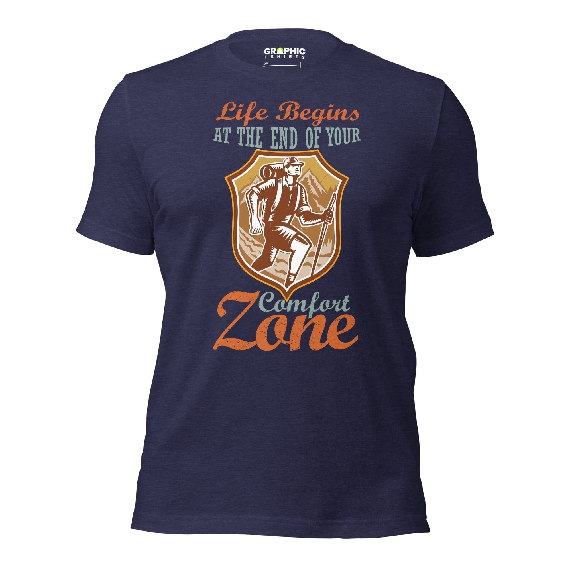 GRAPHIC T-SHIRTS Heather Midnight Navy / XS Unisex Staple T-Shirt - Life Begins At The End Of Your Comfort Zone