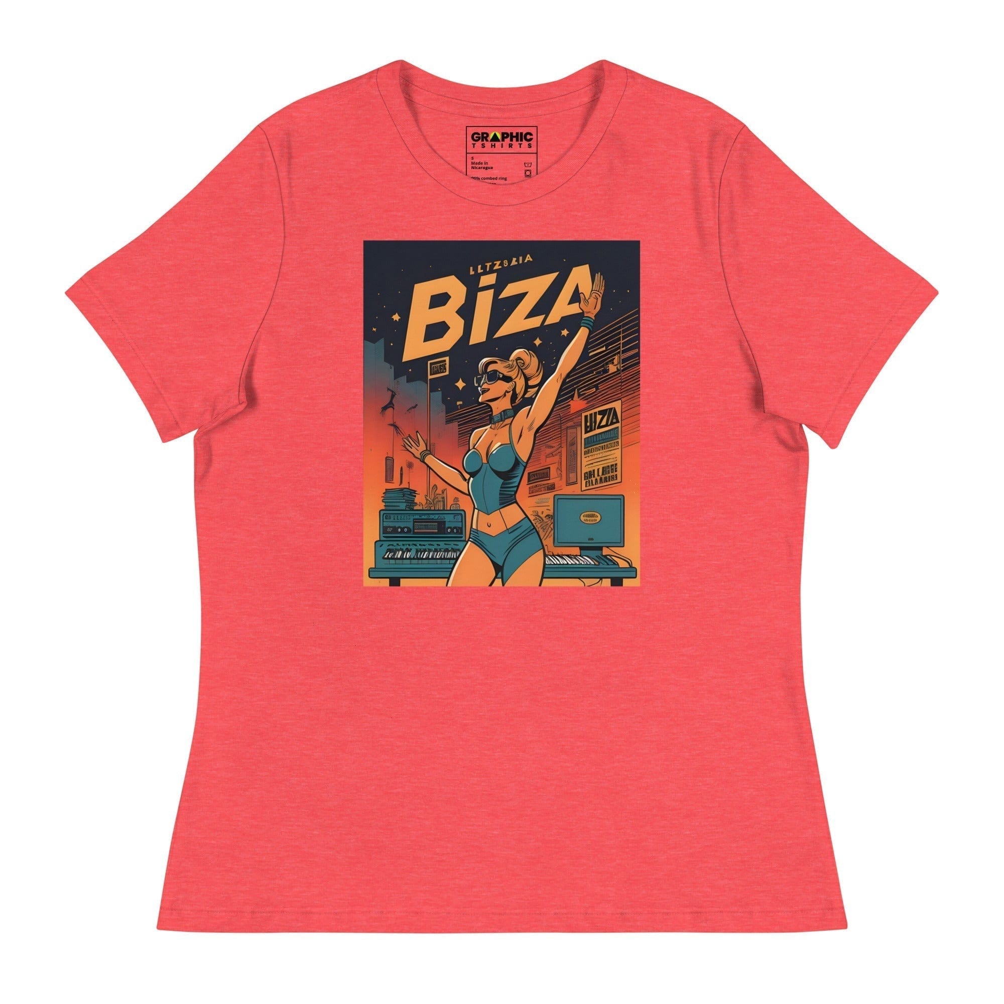 GRAPHIC T-SHIRTS Heather Red / S Women's Relaxed T-Shirt - Ibiza Night Club Heroes Comic Series v.23