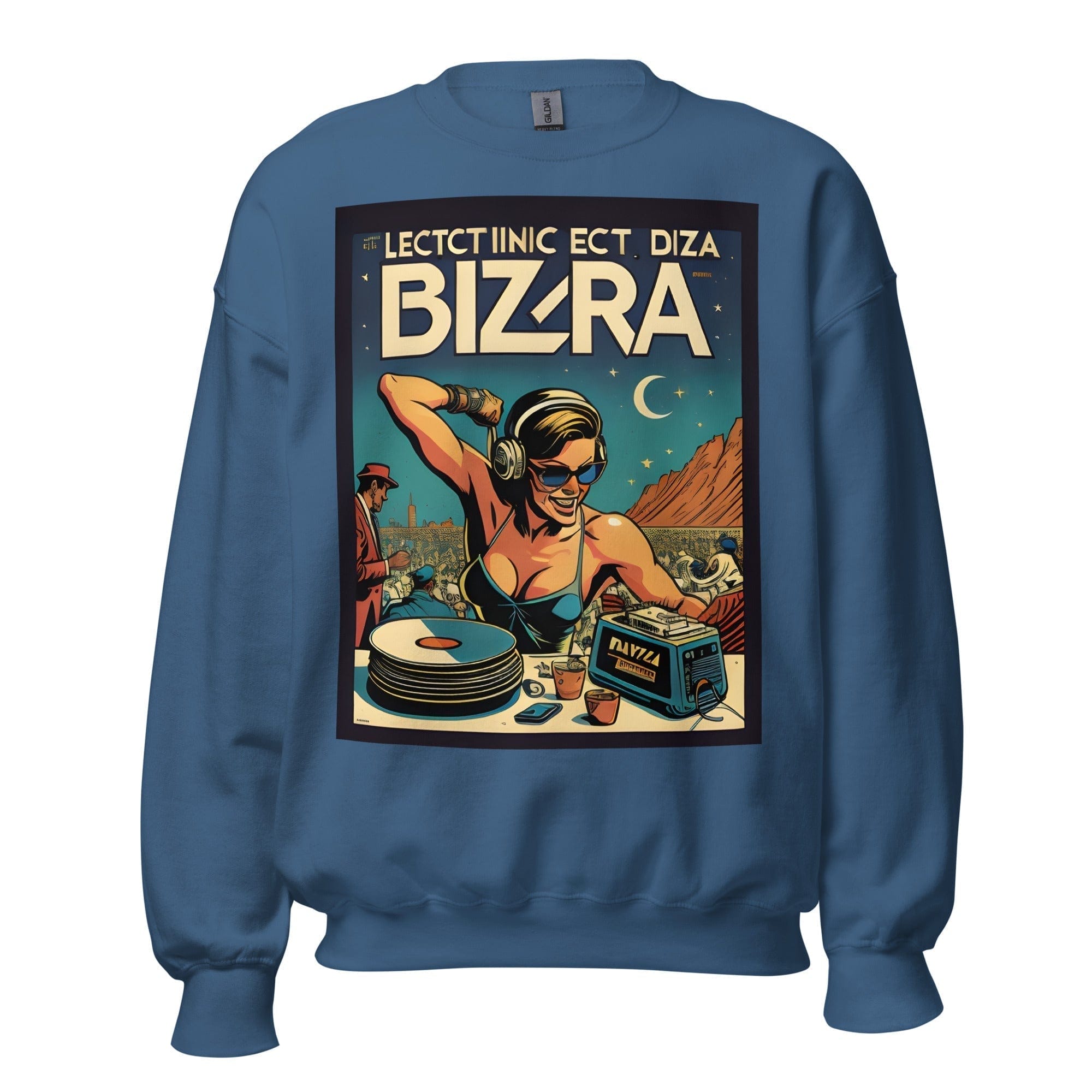 GRAPHIC T-SHIRTS Indigo Blue / S Unisex Crew Neck Sweatshirt - Ibiza Night Club Heroes Comic Series v.17