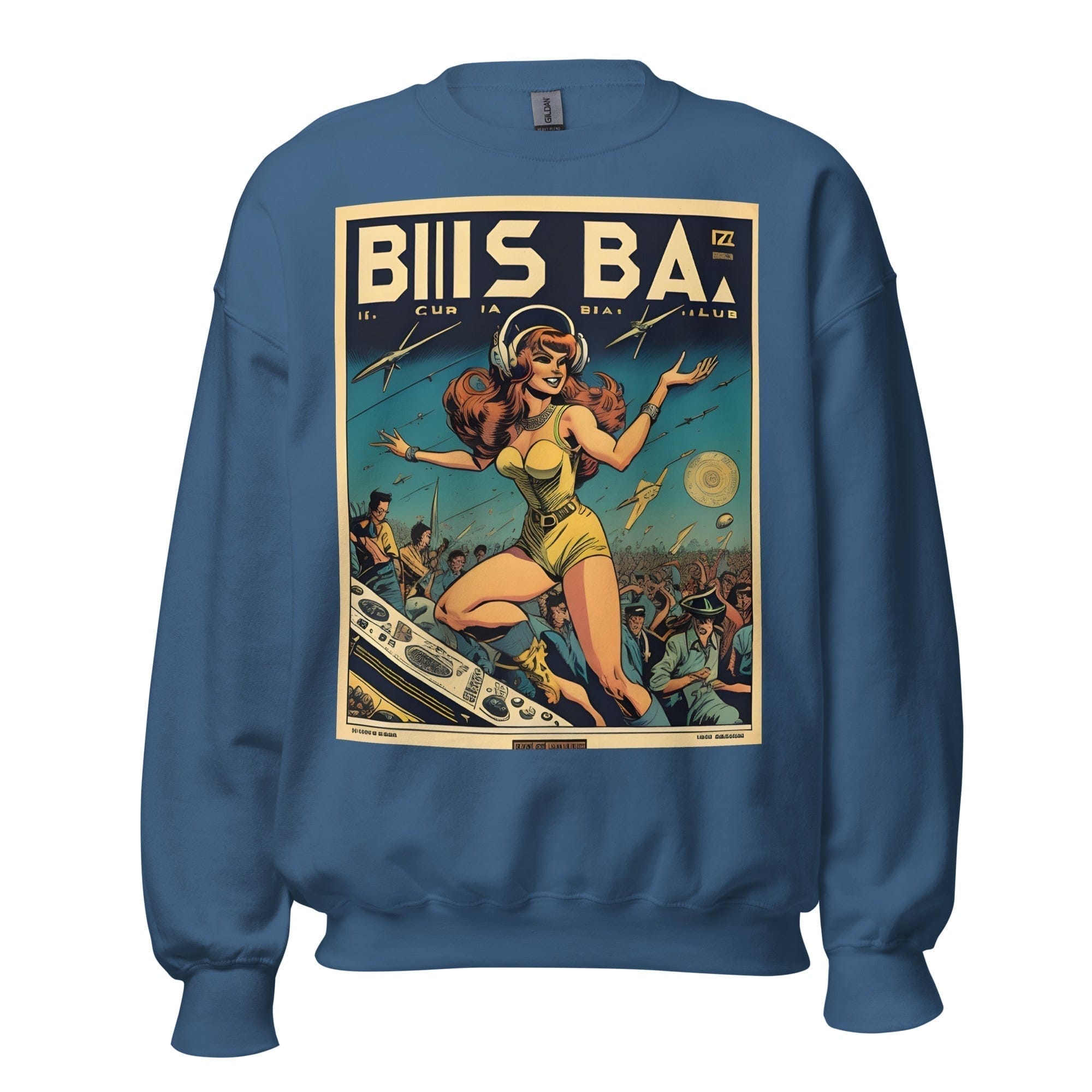 GRAPHIC T-SHIRTS Indigo Blue / S Unisex Crew Neck Sweatshirt - Ibiza Night Club Heroes Comic Series v.20