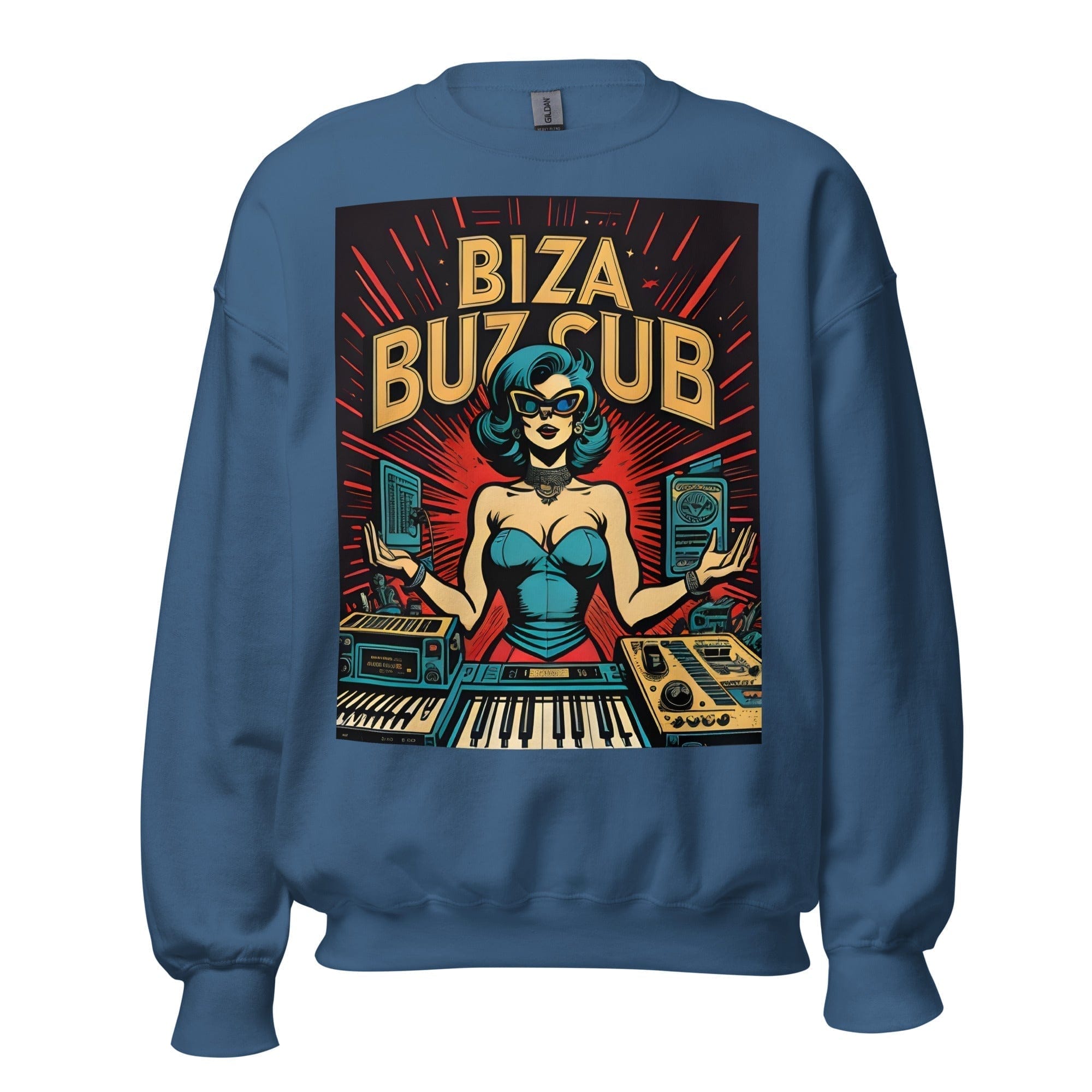 GRAPHIC T-SHIRTS Indigo Blue / S Unisex Crew Neck Sweatshirt - Ibiza Night Club Heroes Comic Series v.21