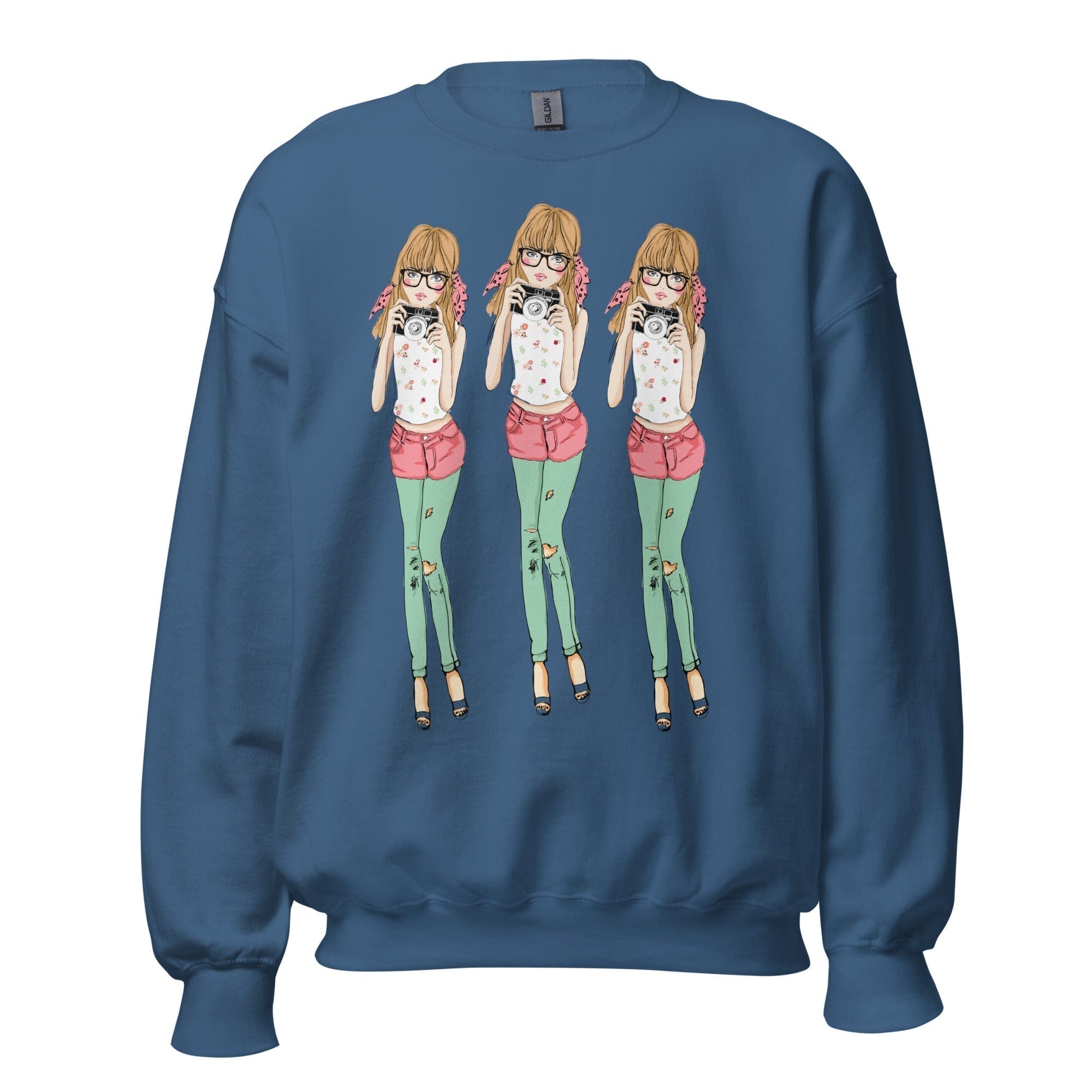 GRAPHIC T-SHIRTS Indigo Blue / S Unisex Crew Neck Sweatshirt - Photographer Girl