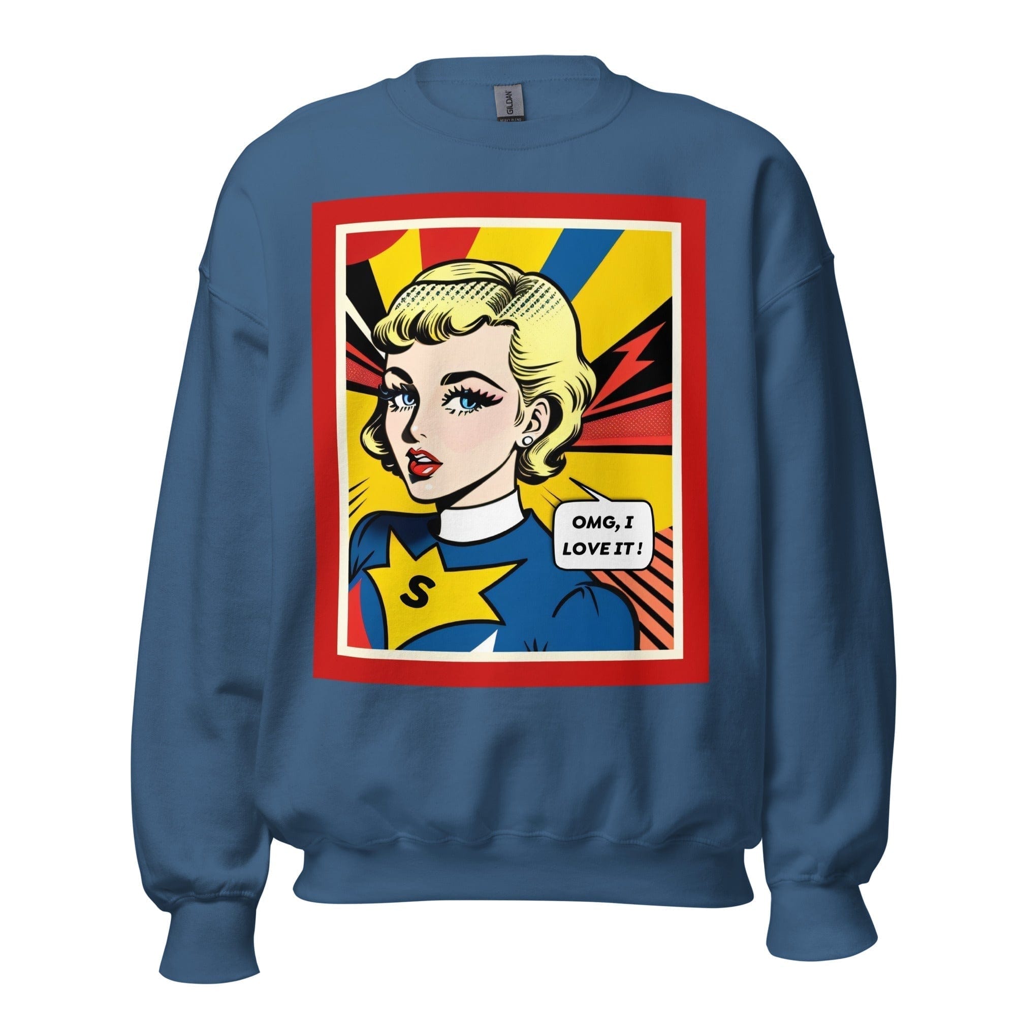 GRAPHIC T-SHIRTS Indigo Blue / S Unisex Crew Neck Sweatshirt - Vintage American Comic Series v.12