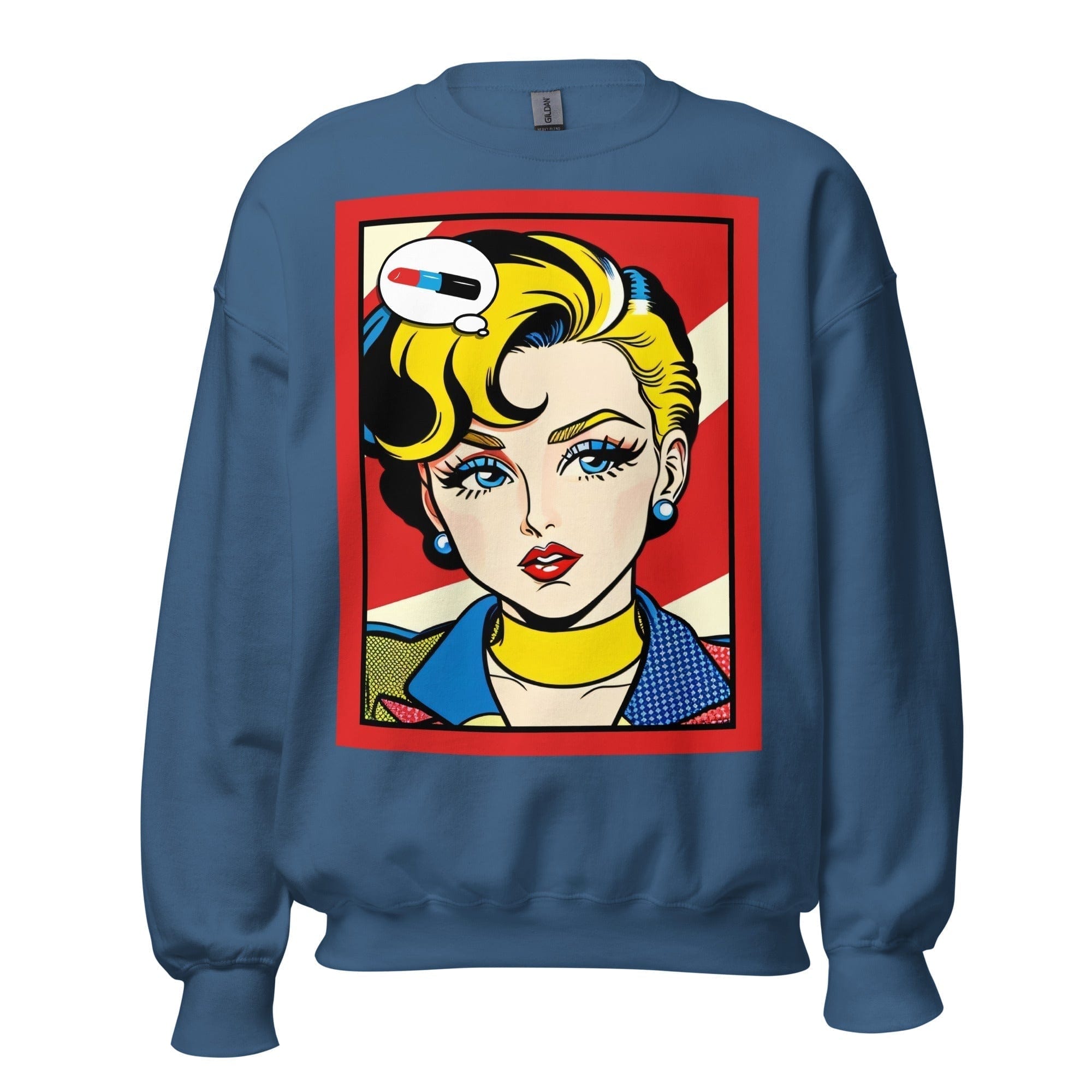 GRAPHIC T-SHIRTS Indigo Blue / S Unisex Crew Neck Sweatshirt - Vintage American Comic Series v.42