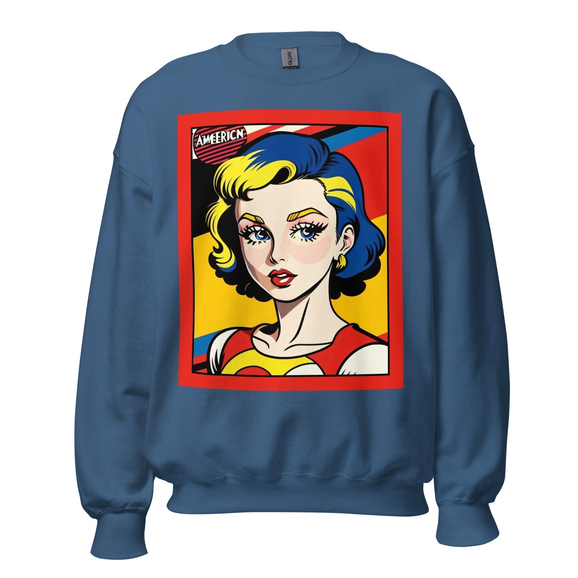 GRAPHIC T-SHIRTS Indigo Blue / S Unisex Crew Neck Sweatshirt - Vintage American Comic Series v.46