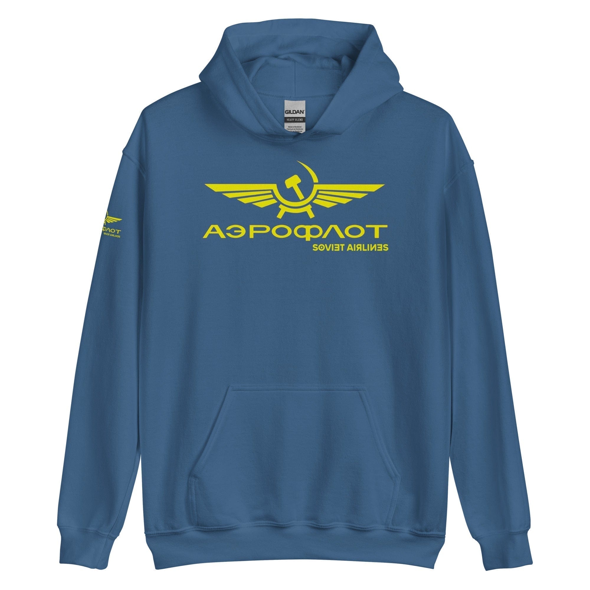 GRAPHIC T-SHIRTS Indigo Blue / S Unisex Heavy Blend Hoodie - Aeroflot Soviet Airlines v.11