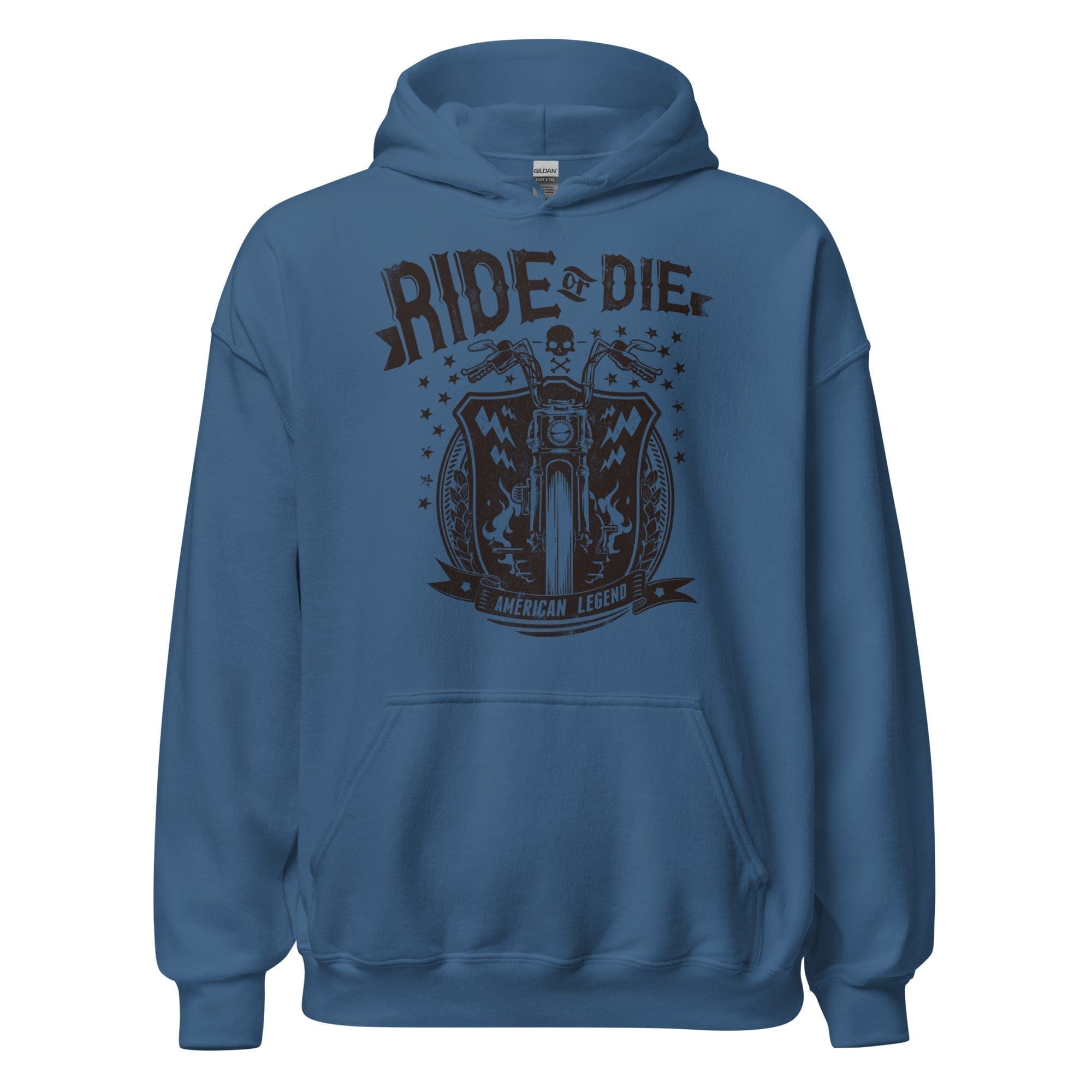 GRAPHIC T-SHIRTS Indigo Blue / S Unisex Heavy Blend Hoodie - Ride Or Die American Legend