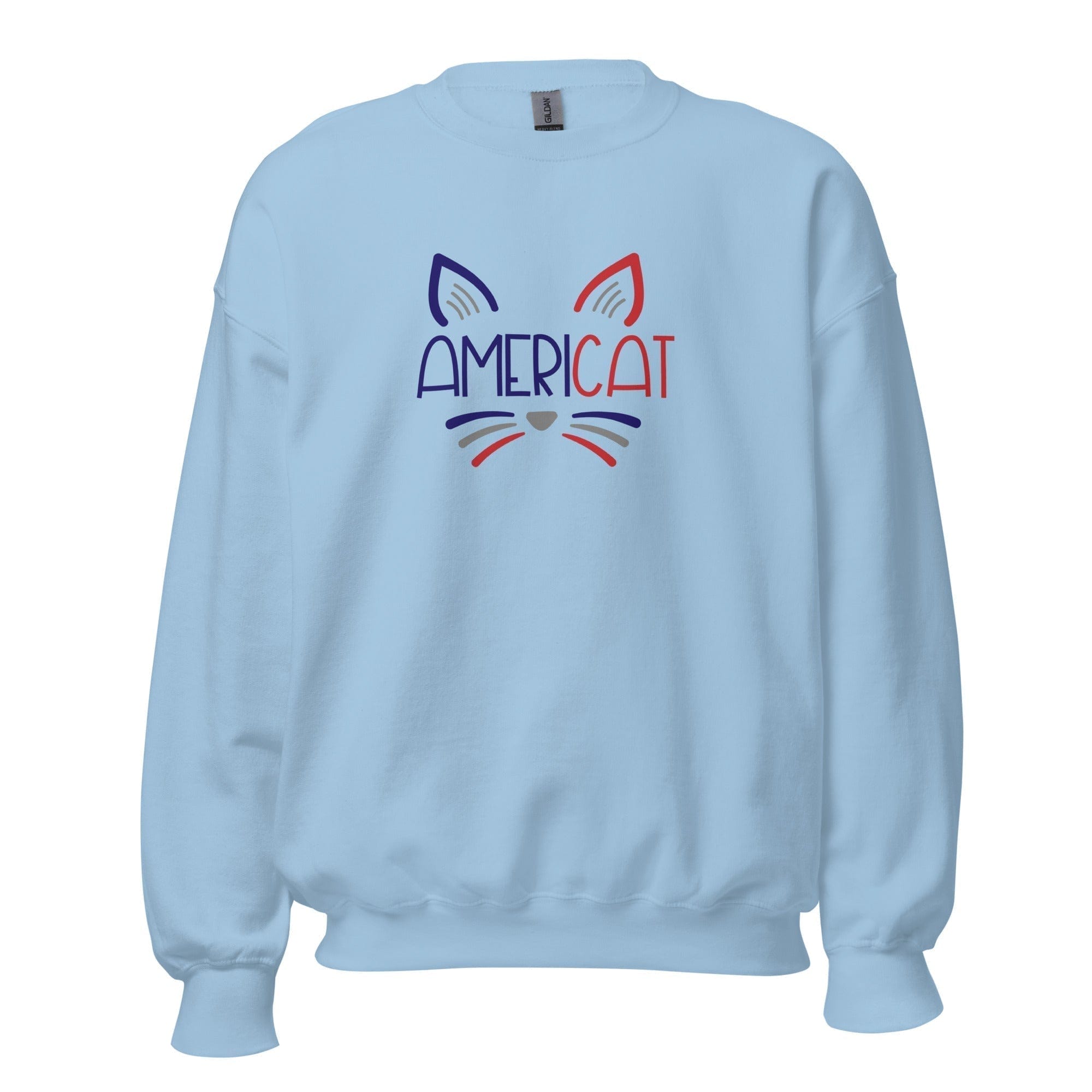 GRAPHIC T-SHIRTS Light Blue / S Unisex Crew Neck Sweatshirt - Americat