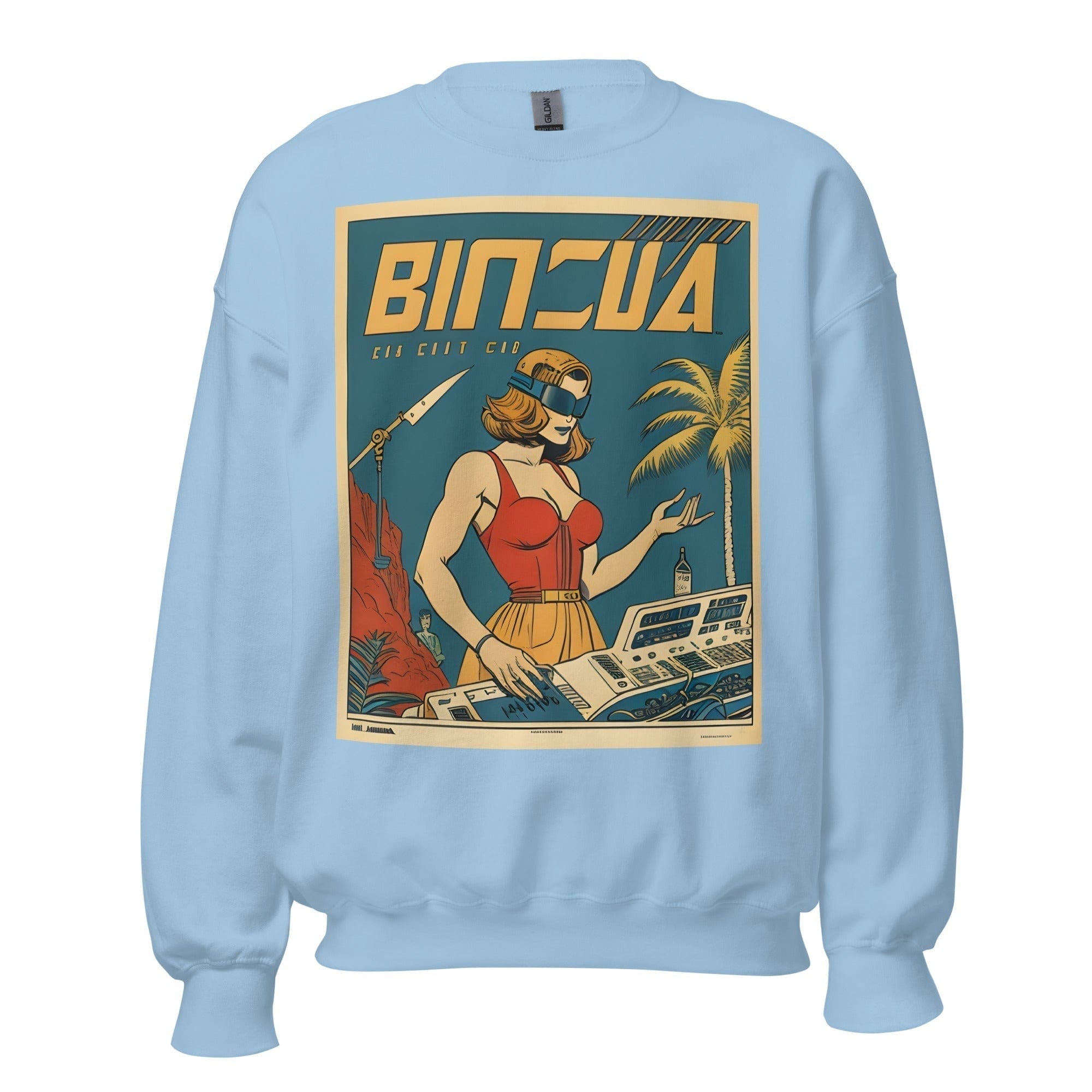 GRAPHIC T-SHIRTS Light Blue / S Unisex Crew Neck Sweatshirt - Ibiza Night Club Heroes Comic Series v.10