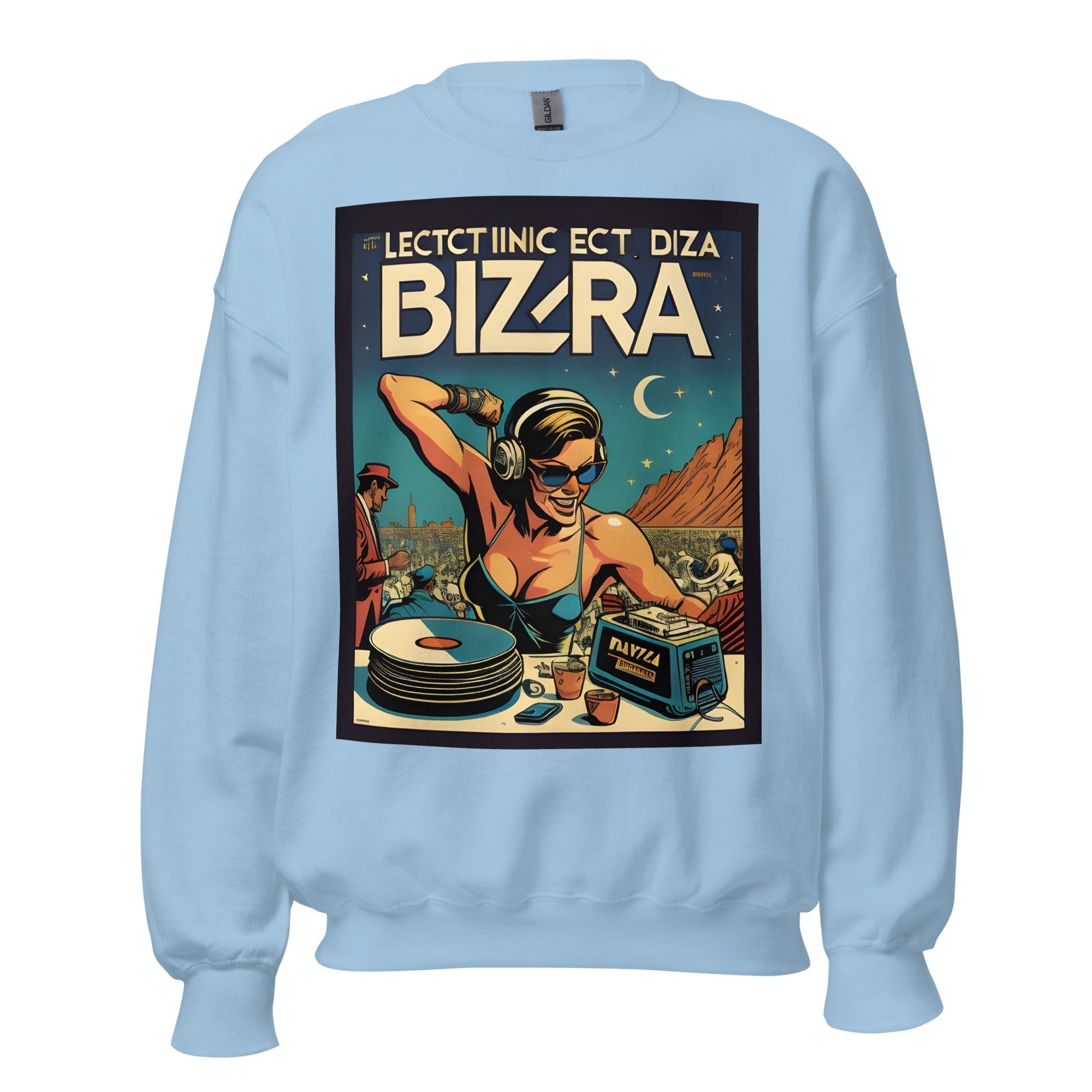 GRAPHIC T-SHIRTS Light Blue / S Unisex Crew Neck Sweatshirt - Ibiza Night Club Heroes Comic Series v.17