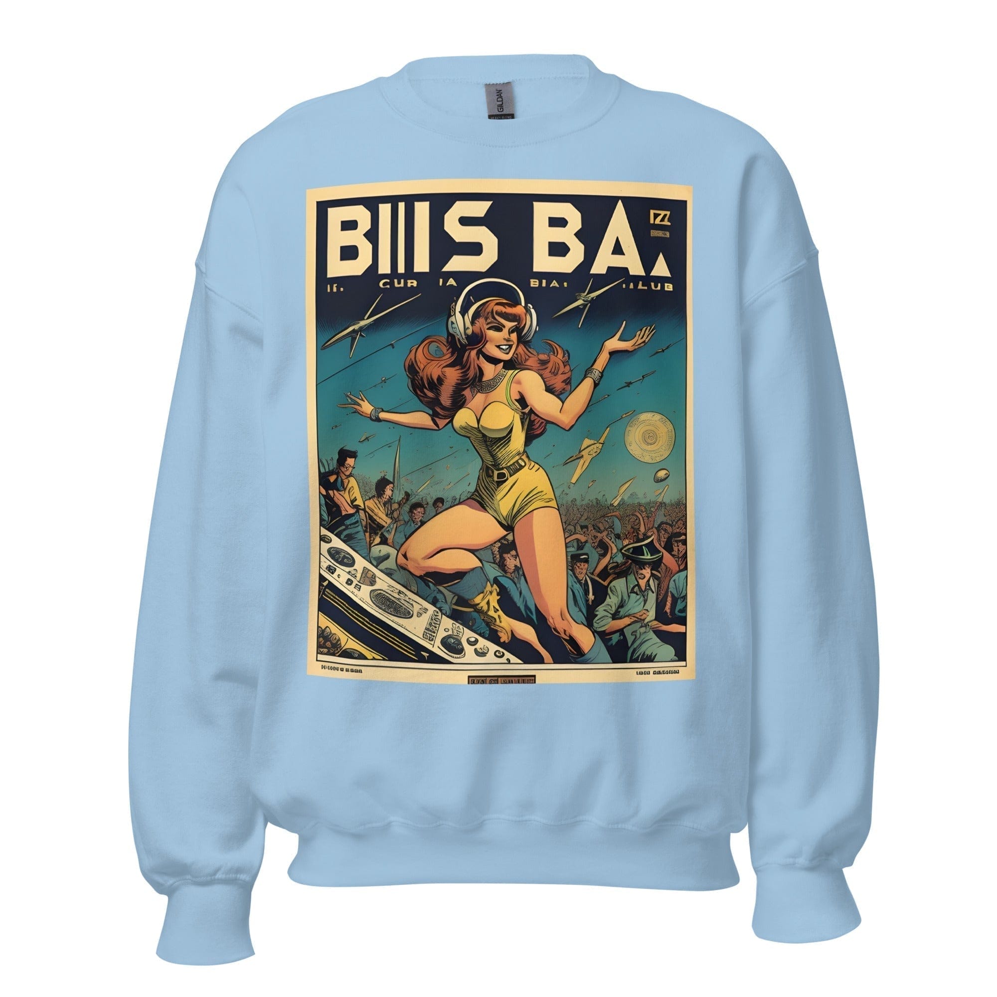 GRAPHIC T-SHIRTS Light Blue / S Unisex Crew Neck Sweatshirt - Ibiza Night Club Heroes Comic Series v.20