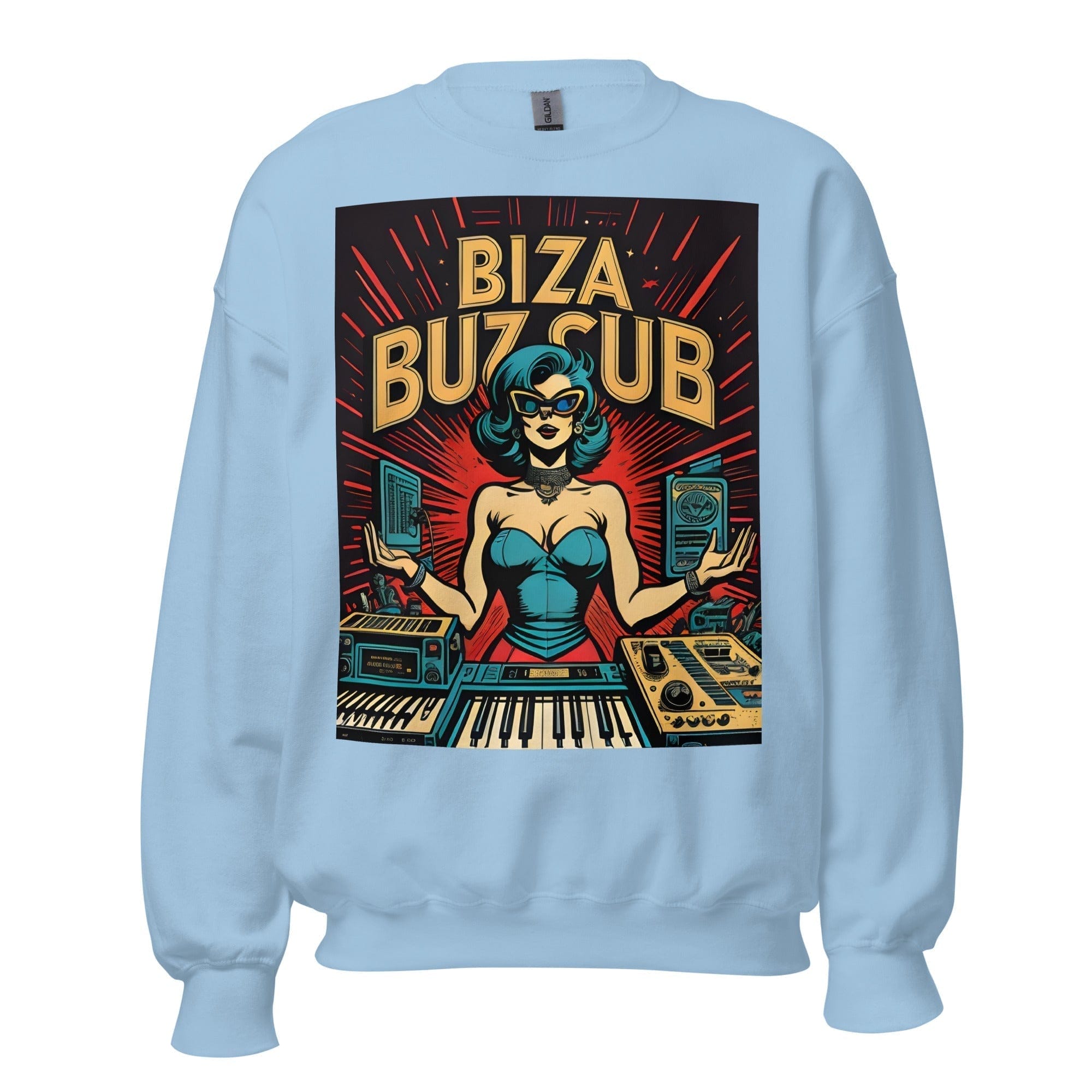 GRAPHIC T-SHIRTS Light Blue / S Unisex Crew Neck Sweatshirt - Ibiza Night Club Heroes Comic Series v.21