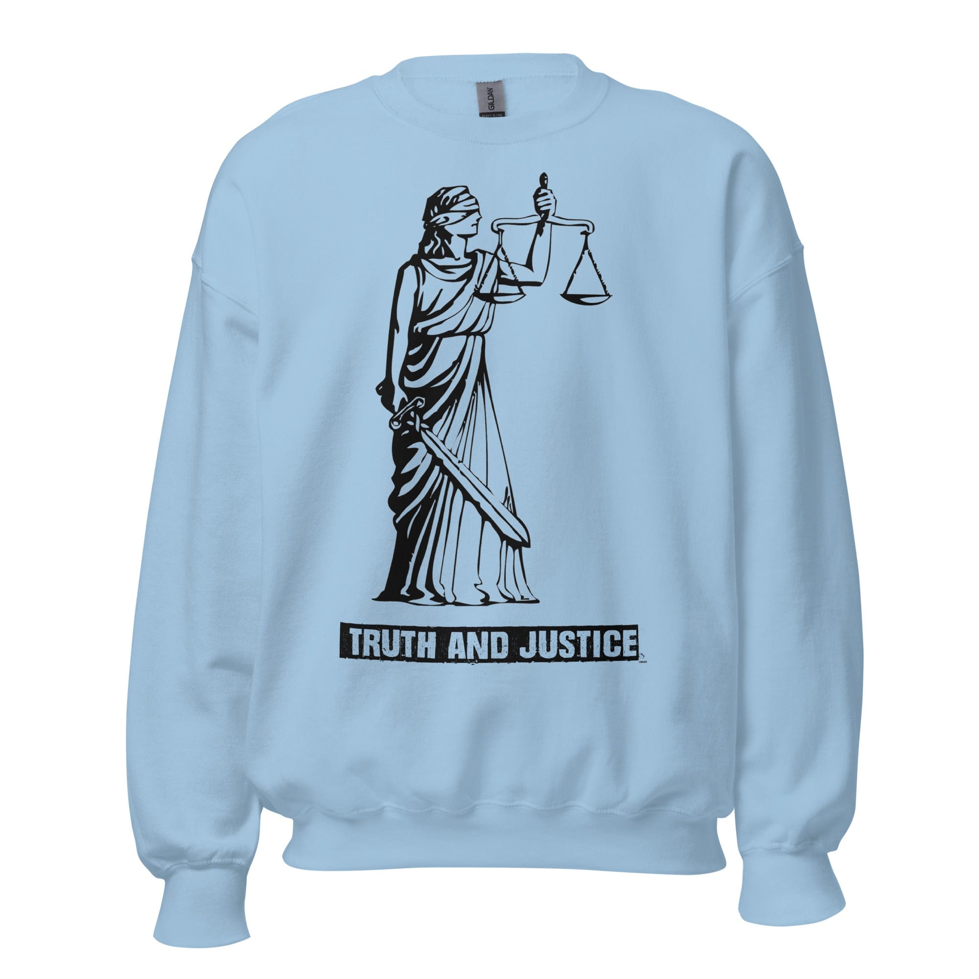 GRAPHIC T-SHIRTS Light Blue / S Unisex Crew Neck Sweatshirt - Truth And Justice