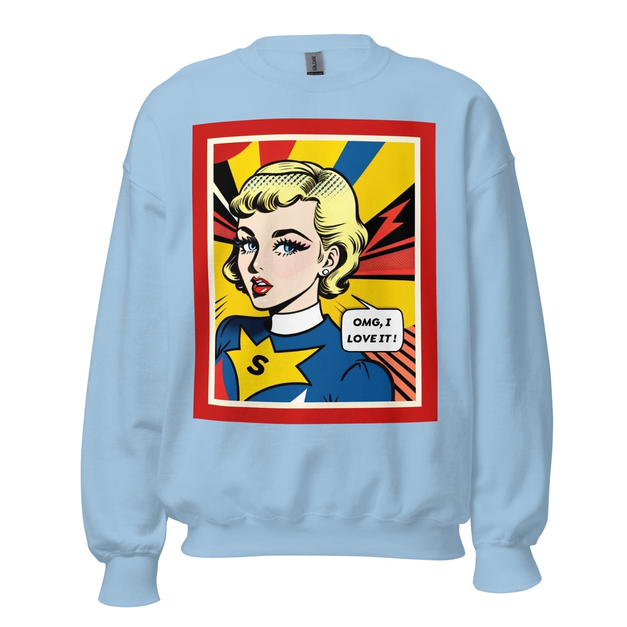 GRAPHIC T-SHIRTS Light Blue / S Unisex Crew Neck Sweatshirt - Vintage American Comic Series v.12