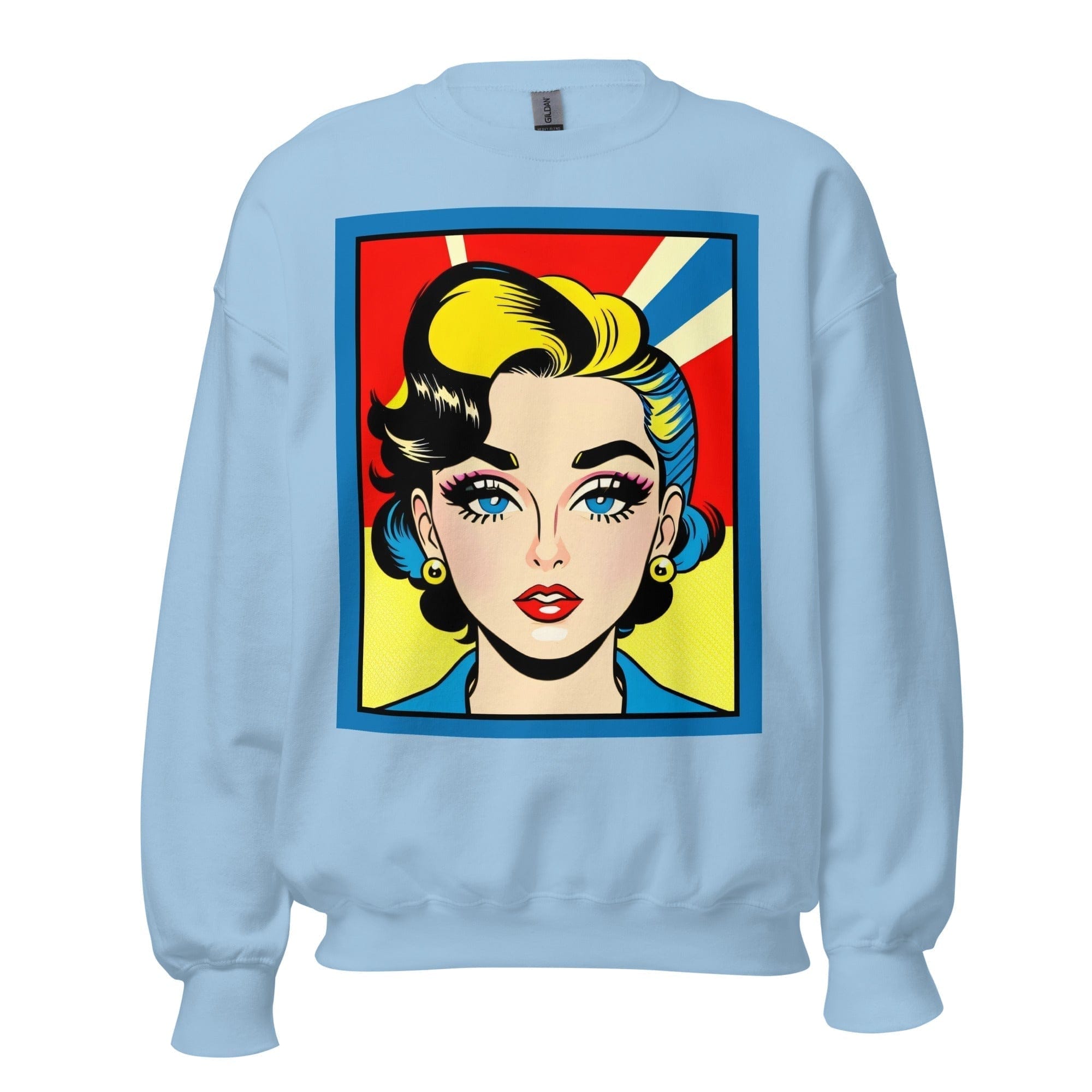 GRAPHIC T-SHIRTS Light Blue / S Unisex Crew Neck Sweatshirt - Vintage American Comic Series v.26