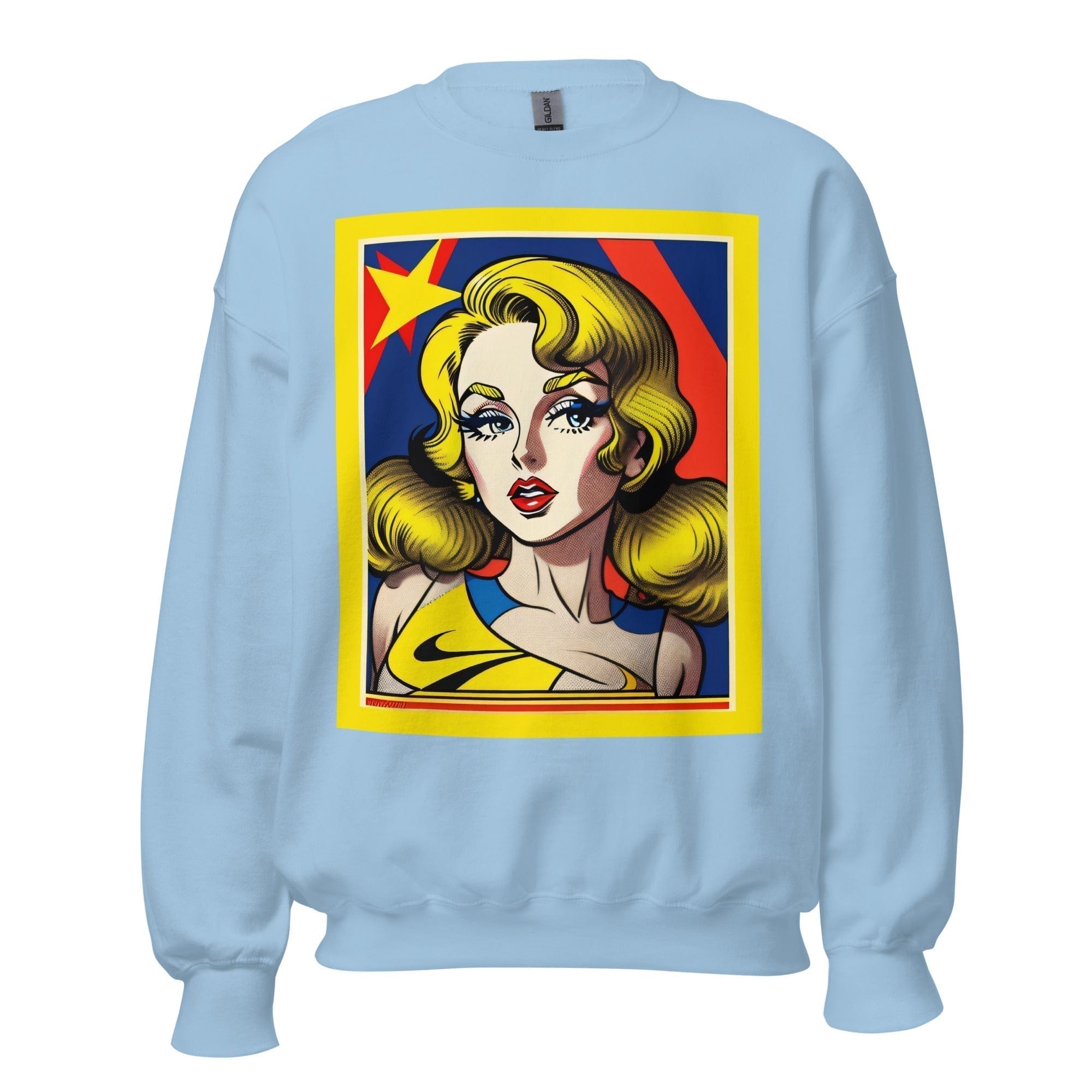 GRAPHIC T-SHIRTS Light Blue / S Unisex Crew Neck Sweatshirt - Vintage American Comic Series v.36