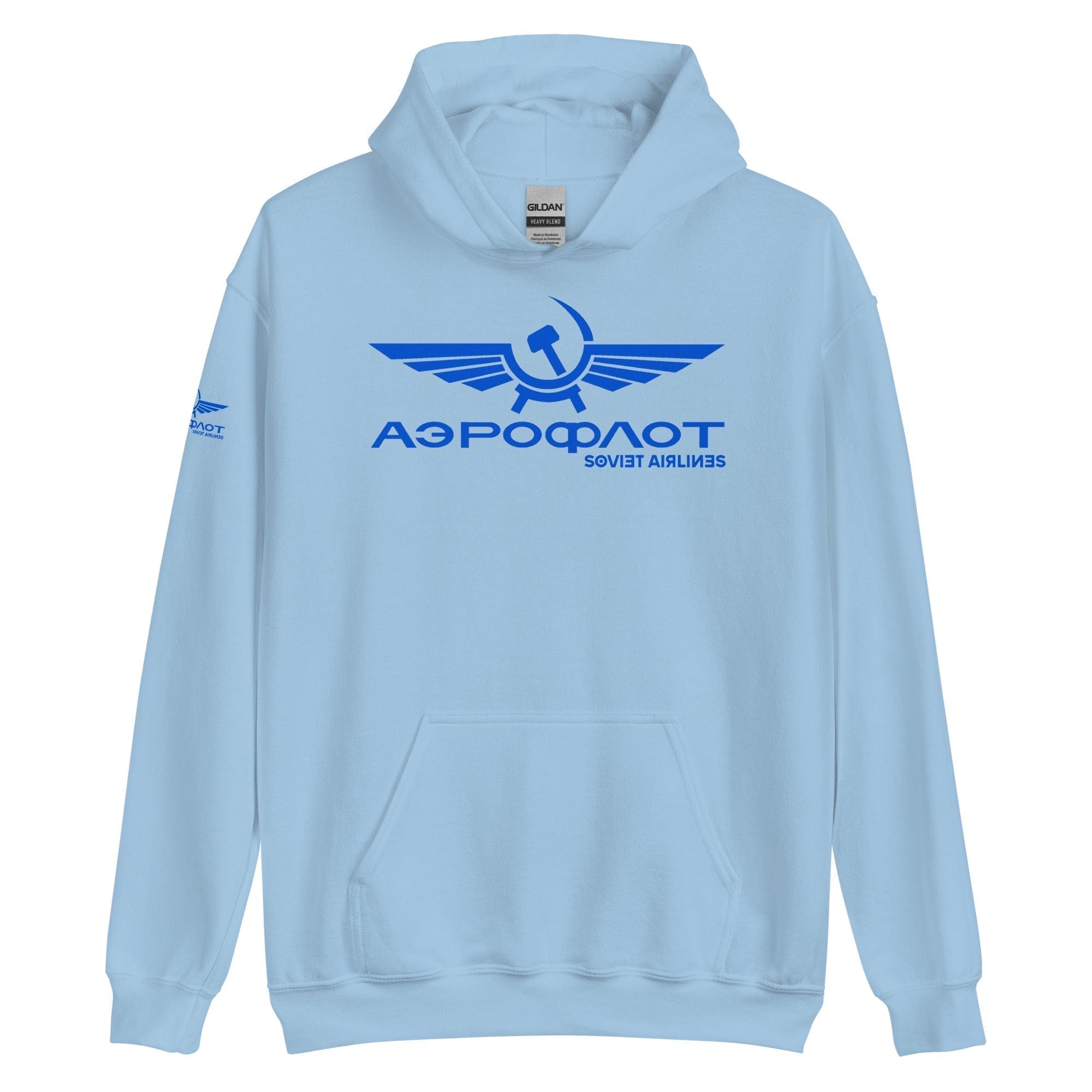 GRAPHIC T-SHIRTS Light Blue / S Unisex Heavy Blend Hoodie - Aeroflot Soviet Airlines v.12