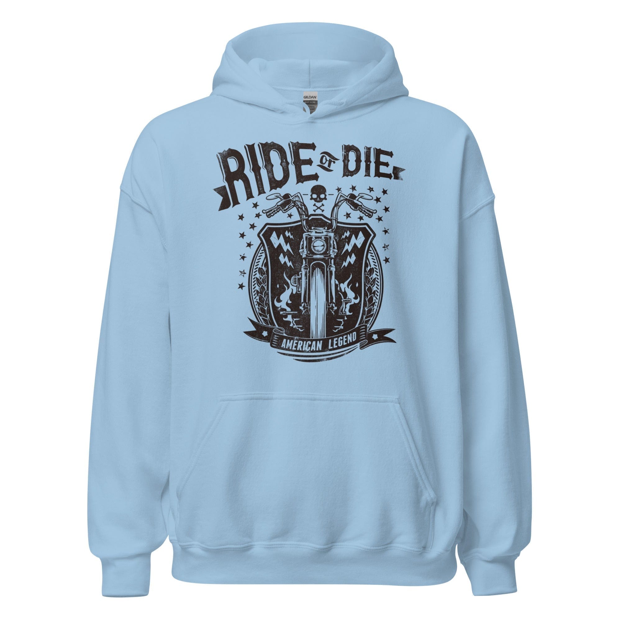 GRAPHIC T-SHIRTS Light Blue / S Unisex Heavy Blend Hoodie - Ride Or Die American Legend