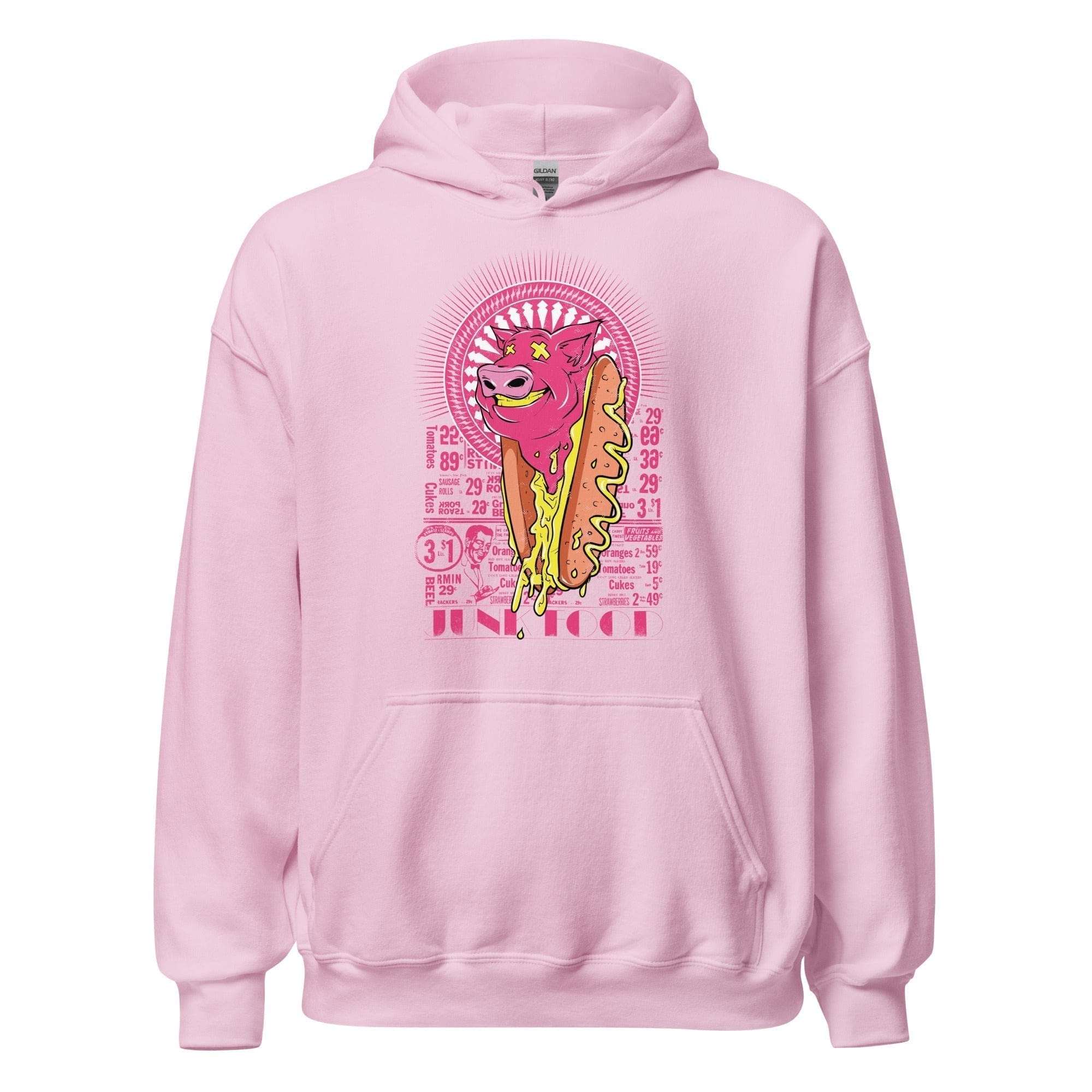 GRAPHIC T-SHIRTS Light Pink / S Unisex Heavy Blend Hoodie - Pink Hot Dogs