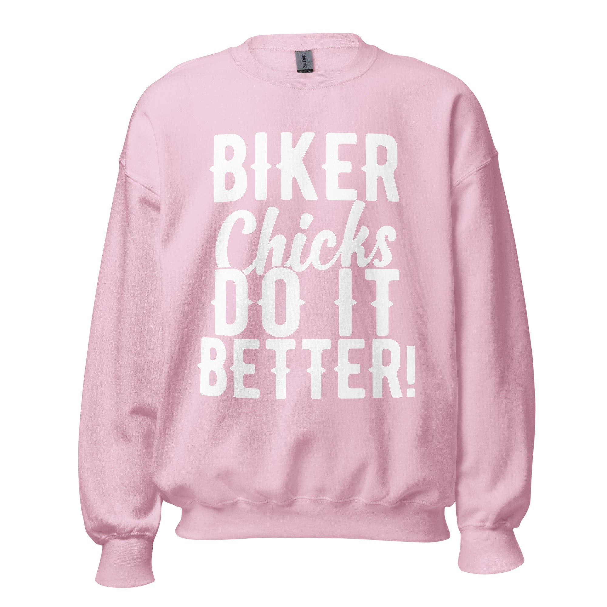 GRAPHIC T-SHIRTS Light Pink / S Women's Crew Neck Sweatshirt - Biker Chicks Do It Better