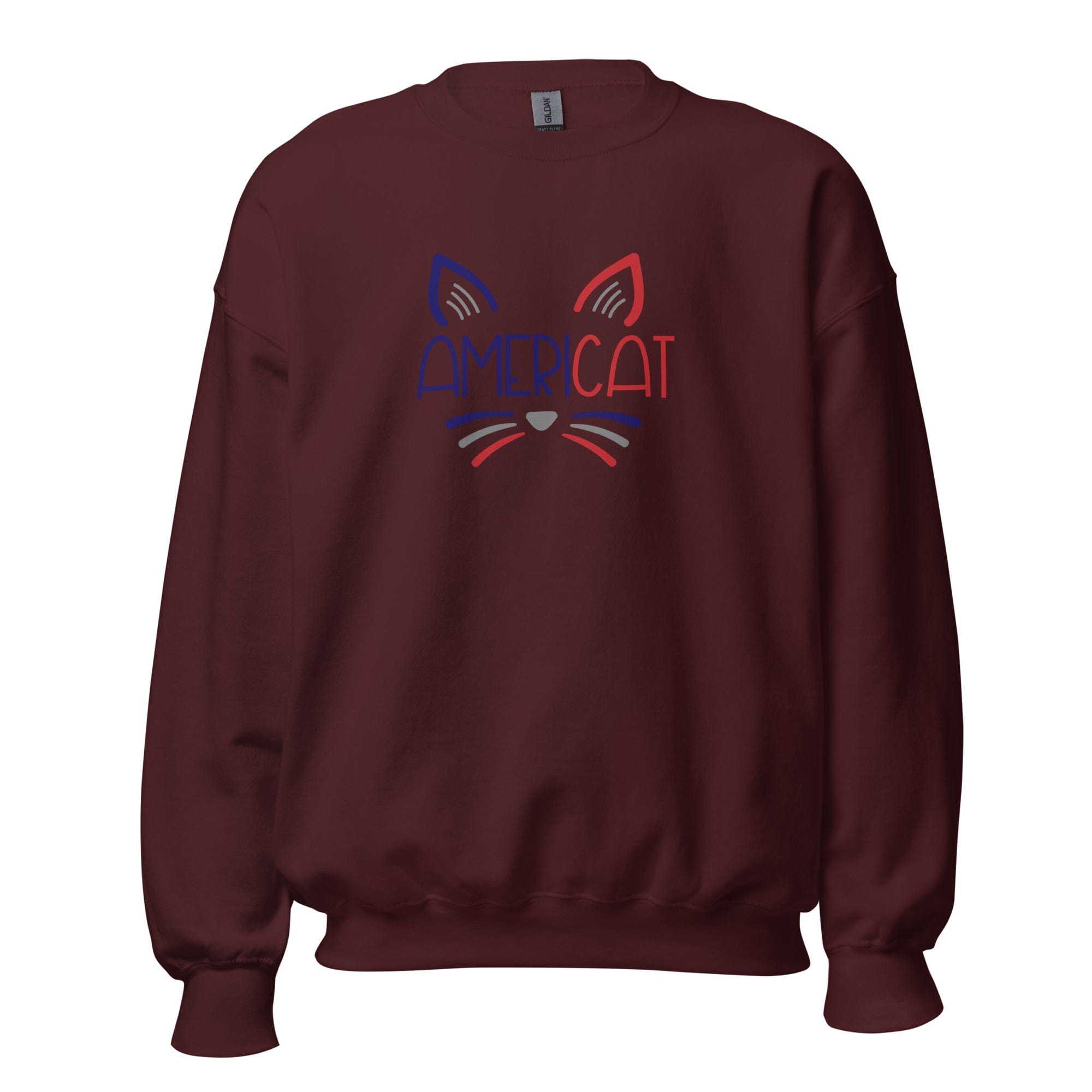 GRAPHIC T-SHIRTS Maroon / S Unisex Crew Neck Sweatshirt - Americat