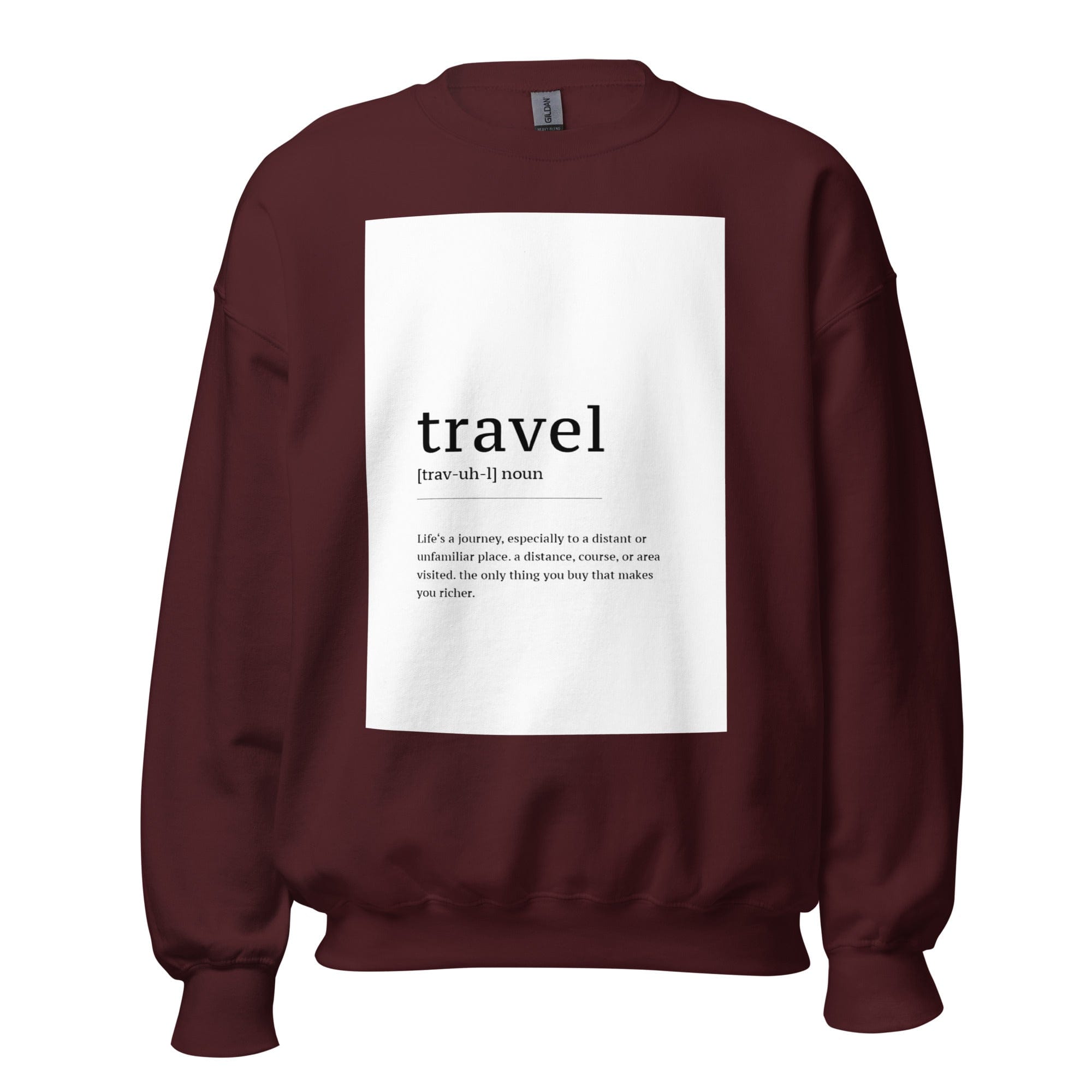 GRAPHIC T-SHIRTS Maroon / S Unisex Crew Neck Sweatshirt - Travel