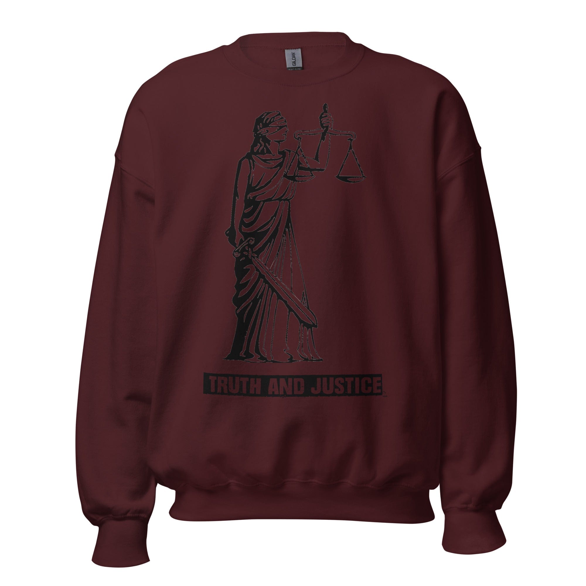 GRAPHIC T-SHIRTS Maroon / S Unisex Crew Neck Sweatshirt - Truth And Justice