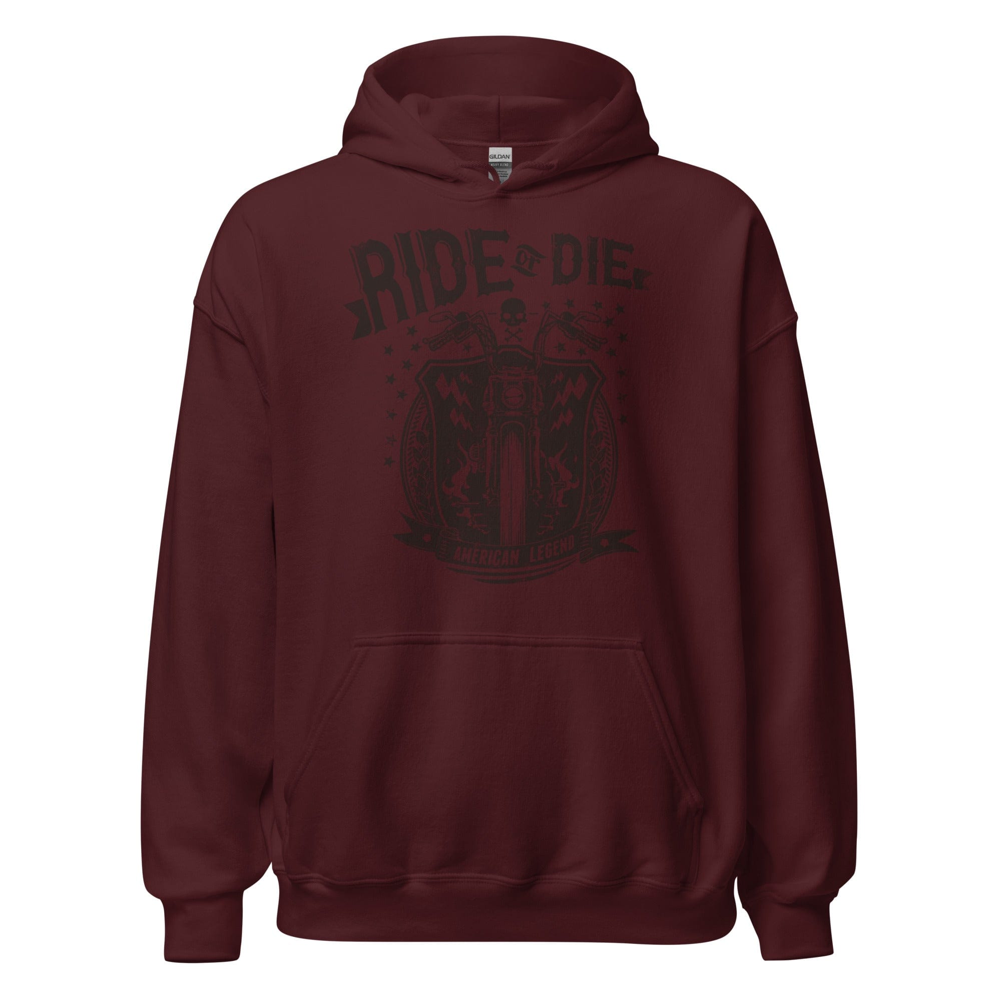 GRAPHIC T-SHIRTS Maroon / S Unisex Heavy Blend Hoodie - Ride Or Die American Legend