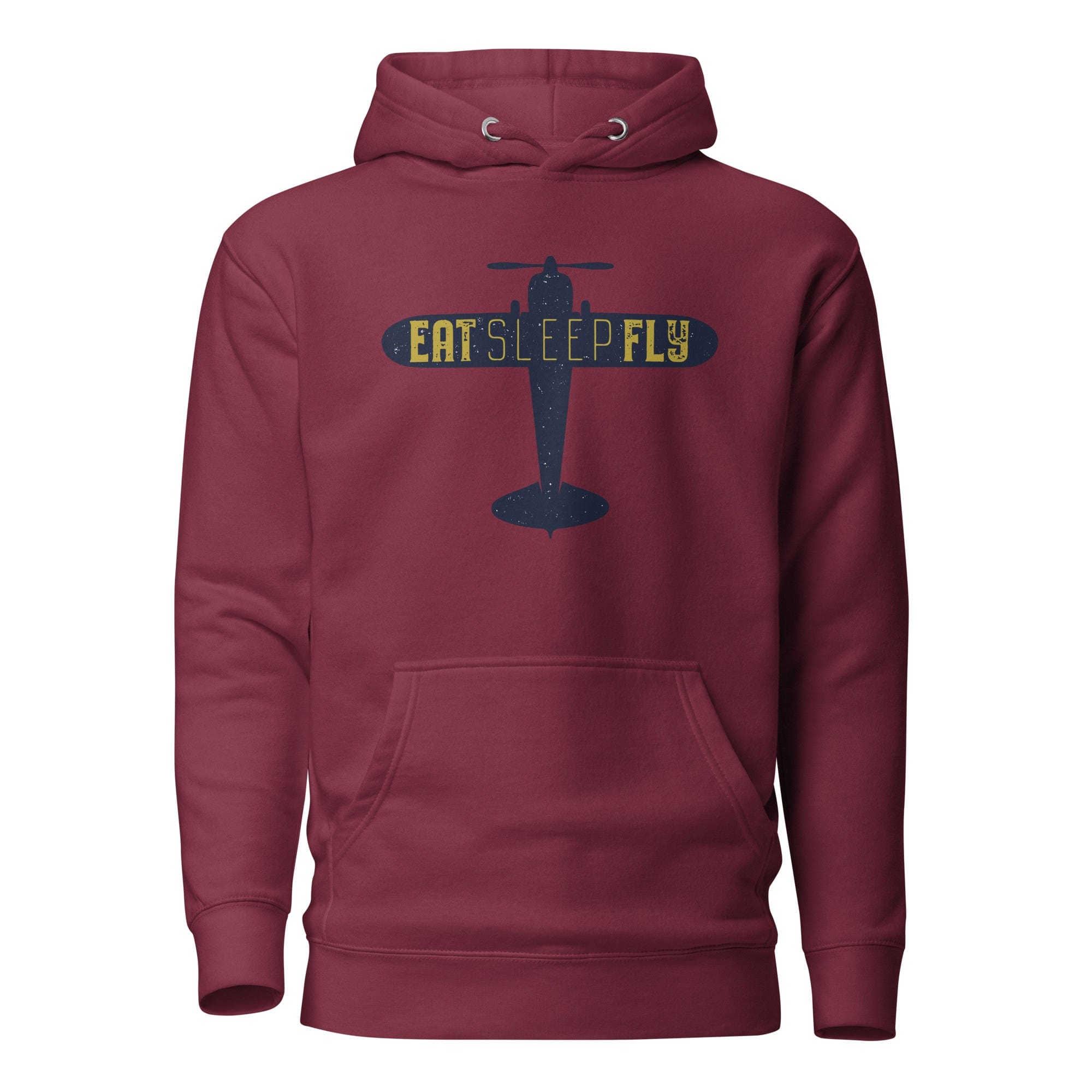 GRAPHIC T-SHIRTS Maroon / S Unisex Premium Hoodie - Cotton Heritage - Eat Sleep Fly