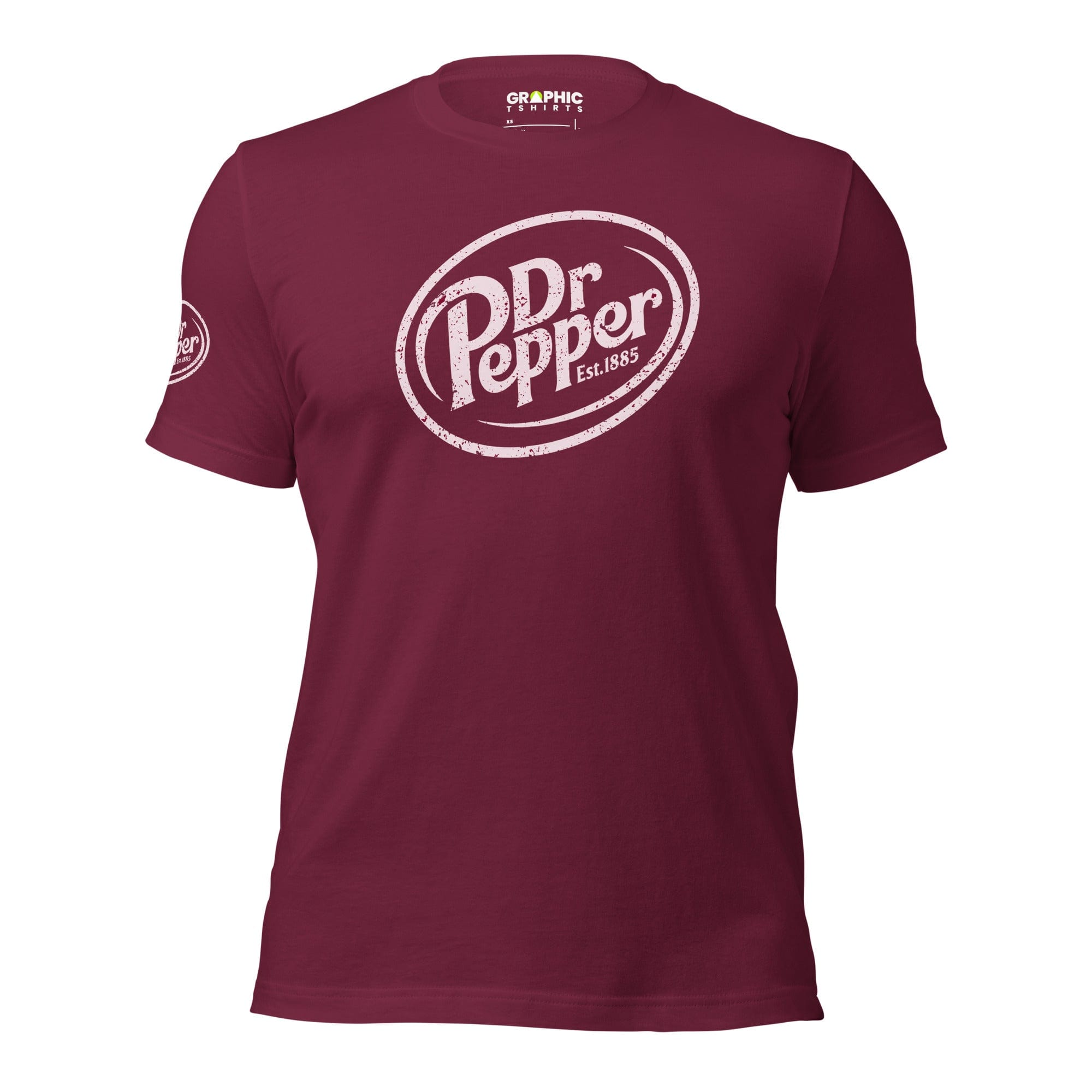 GRAPHIC T-SHIRTS Maroon / XS Unisex Crew Neck T-Shirt - Vintage Dr Pepper