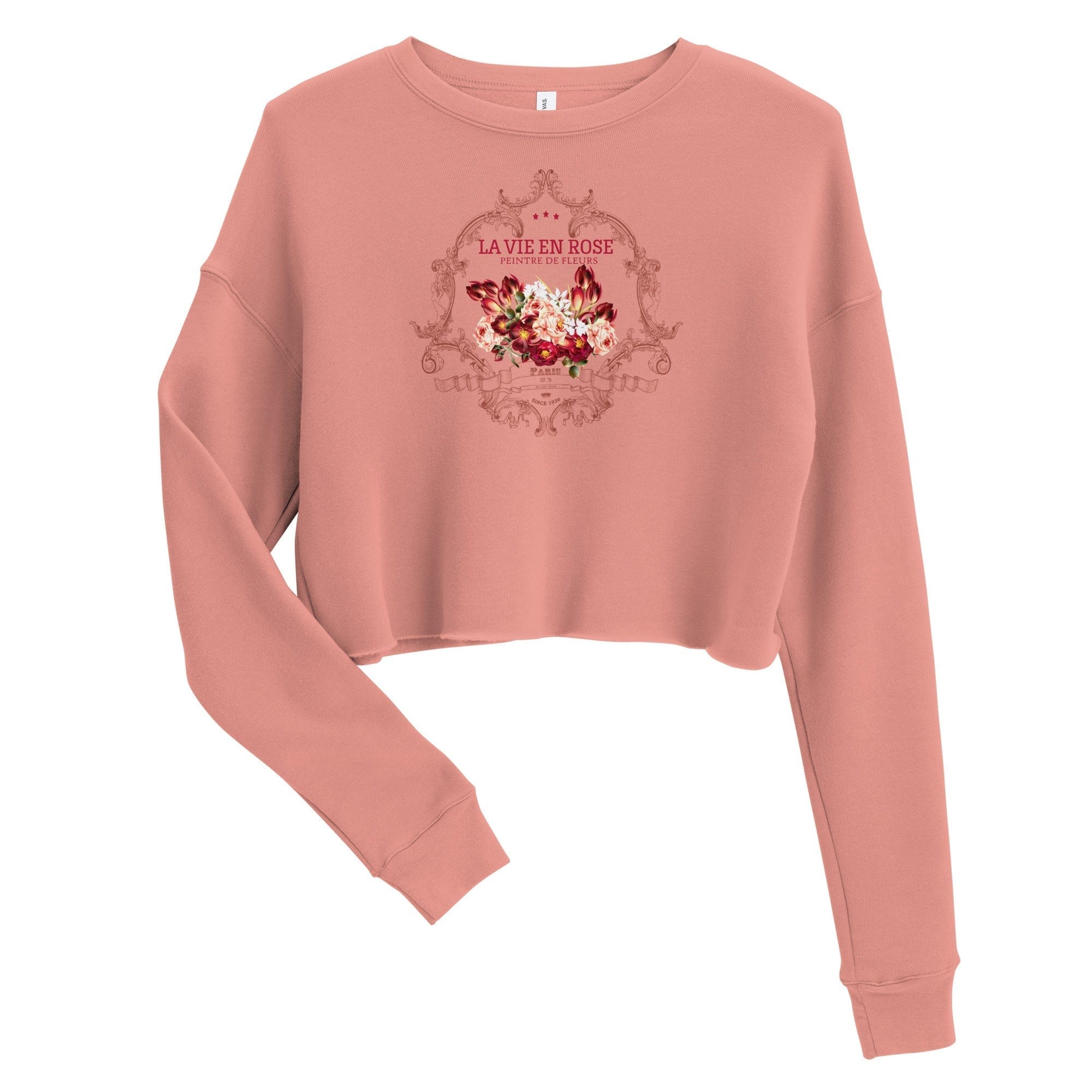 GRAPHIC T-SHIRTS Mauve / S Women's Cropped Sweatshirt - La Vie En Rose