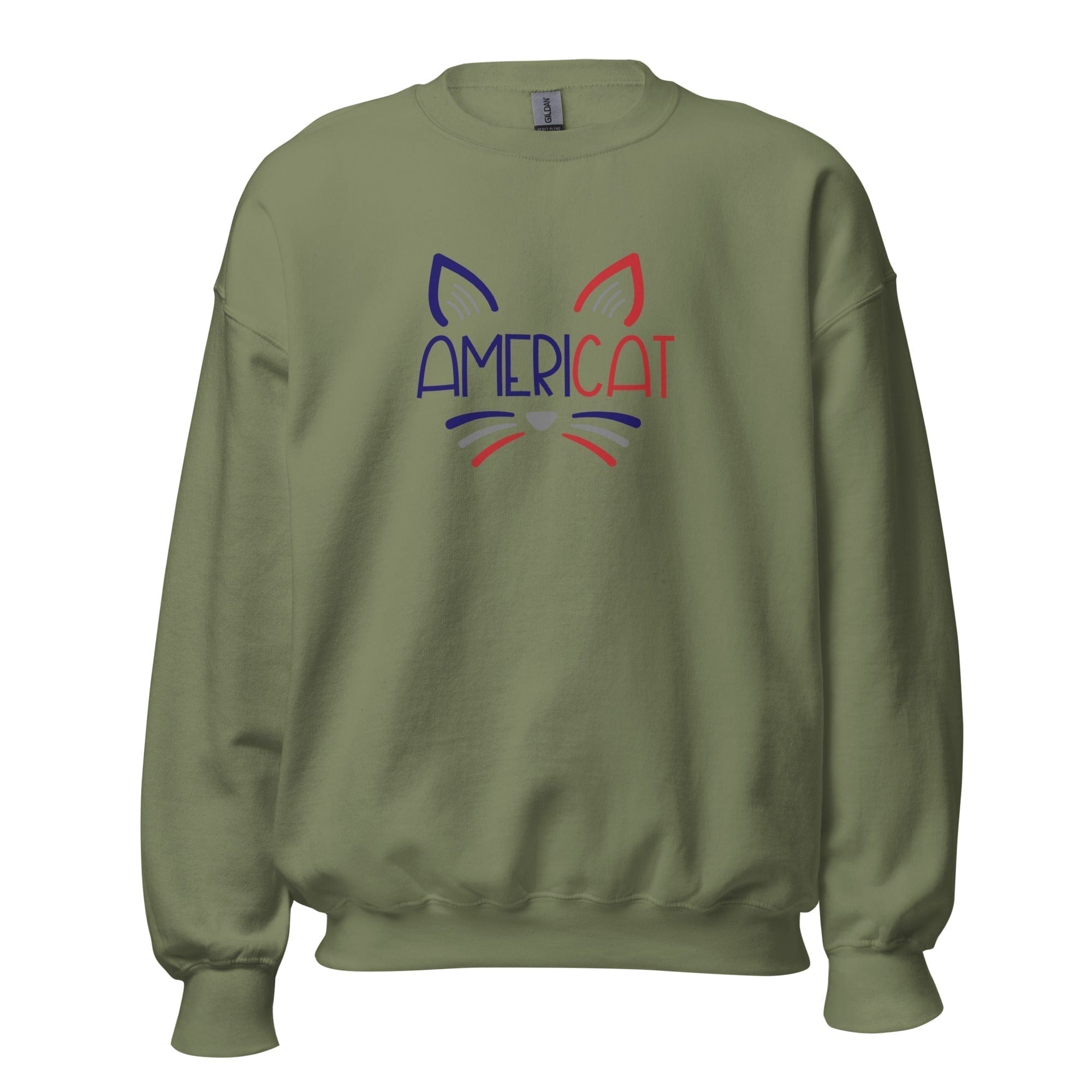 GRAPHIC T-SHIRTS Military Green / S Unisex Crew Neck Sweatshirt - Americat