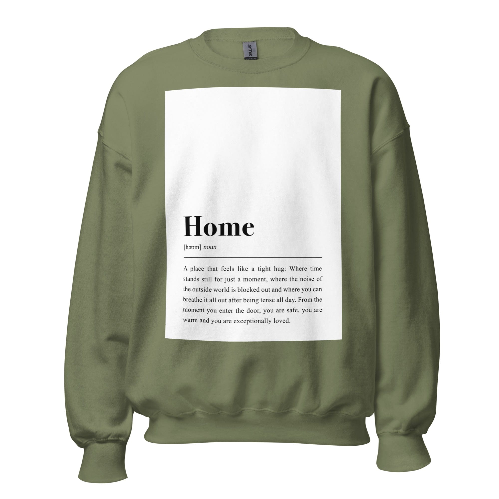 GRAPHIC T-SHIRTS Military Green / S Unisex Crew Neck Sweatshirt - Home