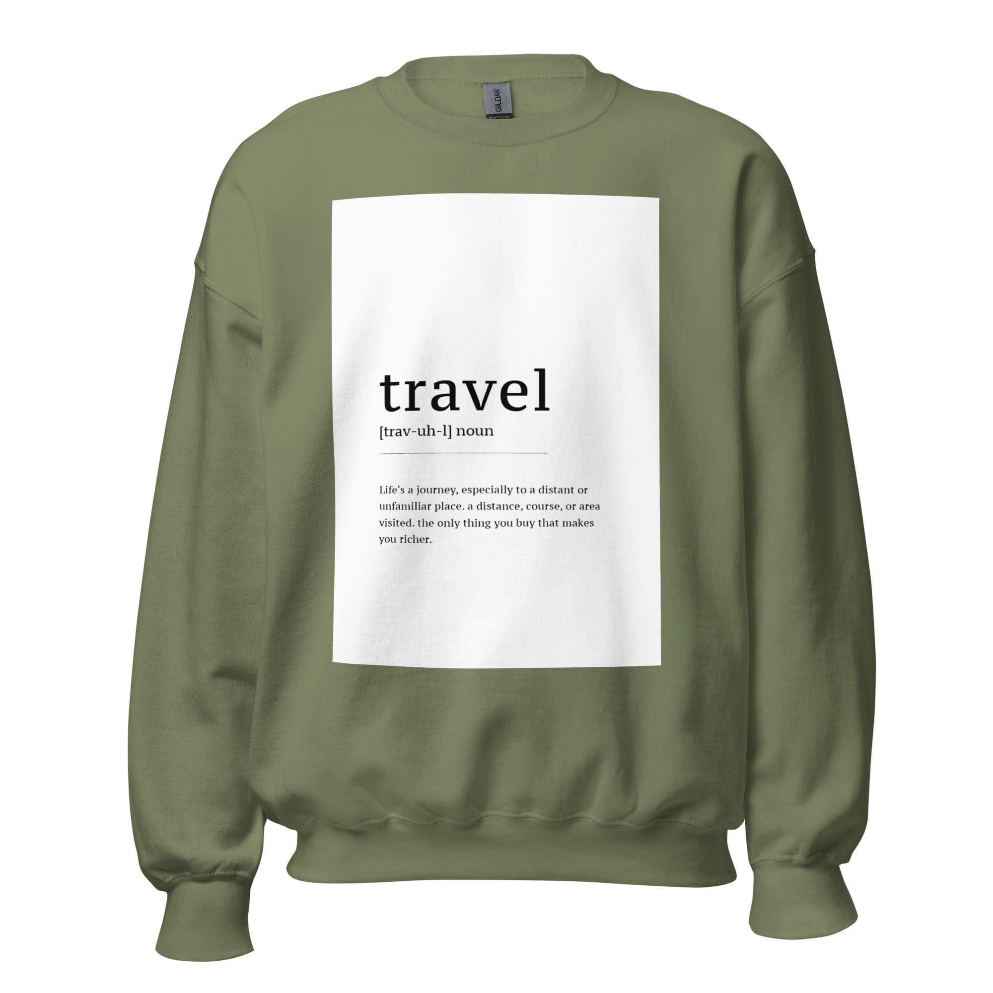 GRAPHIC T-SHIRTS Military Green / S Unisex Crew Neck Sweatshirt - Travel